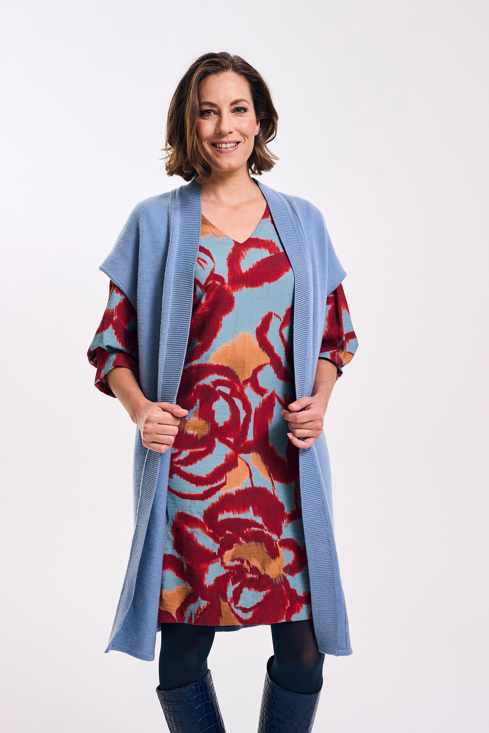 Cardigan - Lange mouwloze cardigan met lurexboord