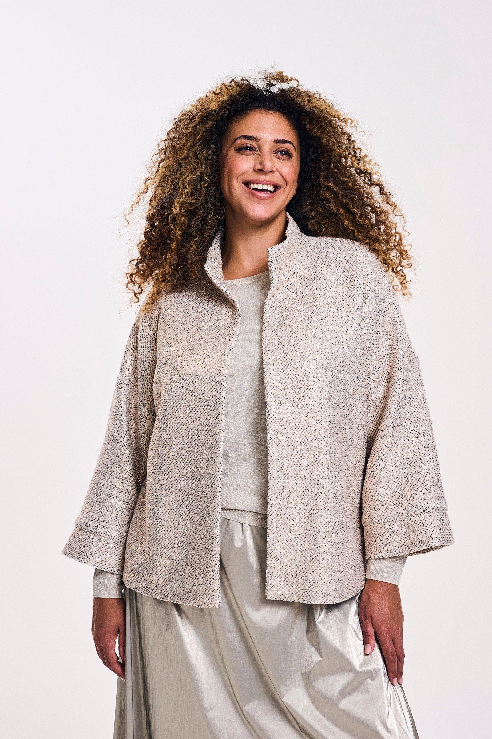 Blazers - Vleermuisjasje in jersey tweed met metallic coating