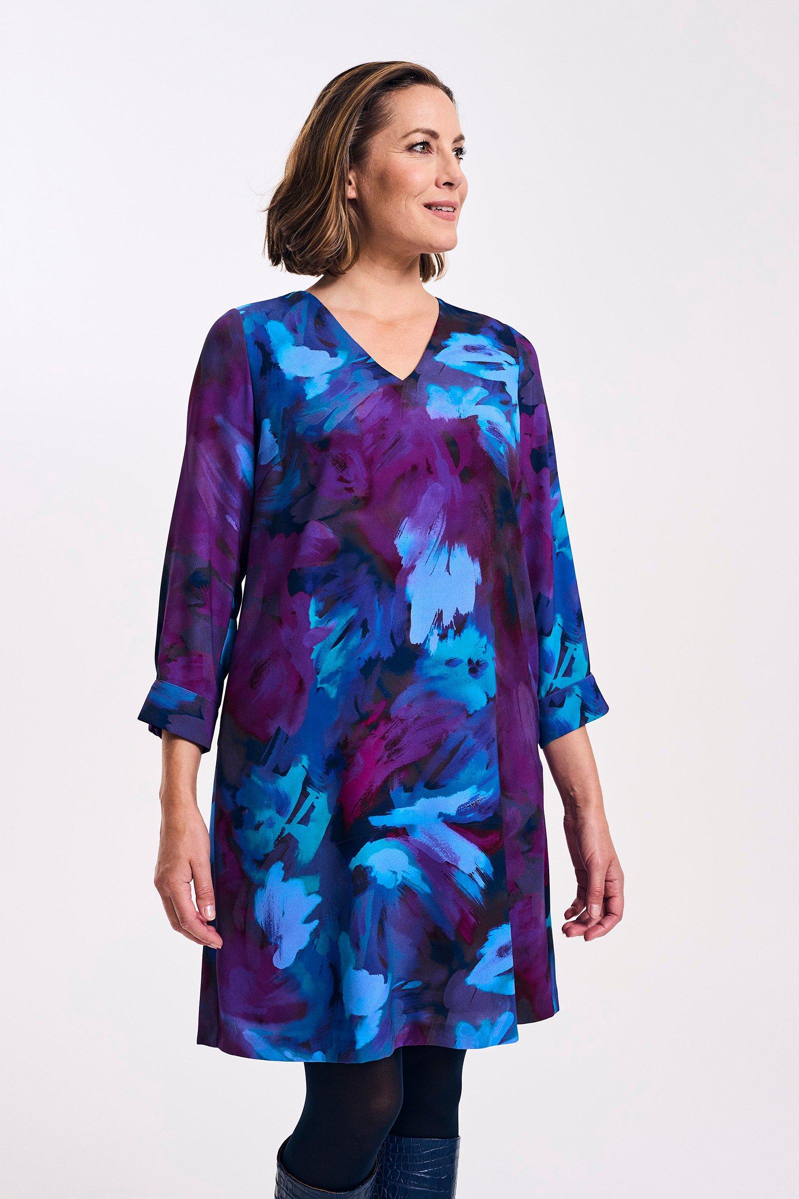 Rechte jurk met abstracte bloemenprint - null - may