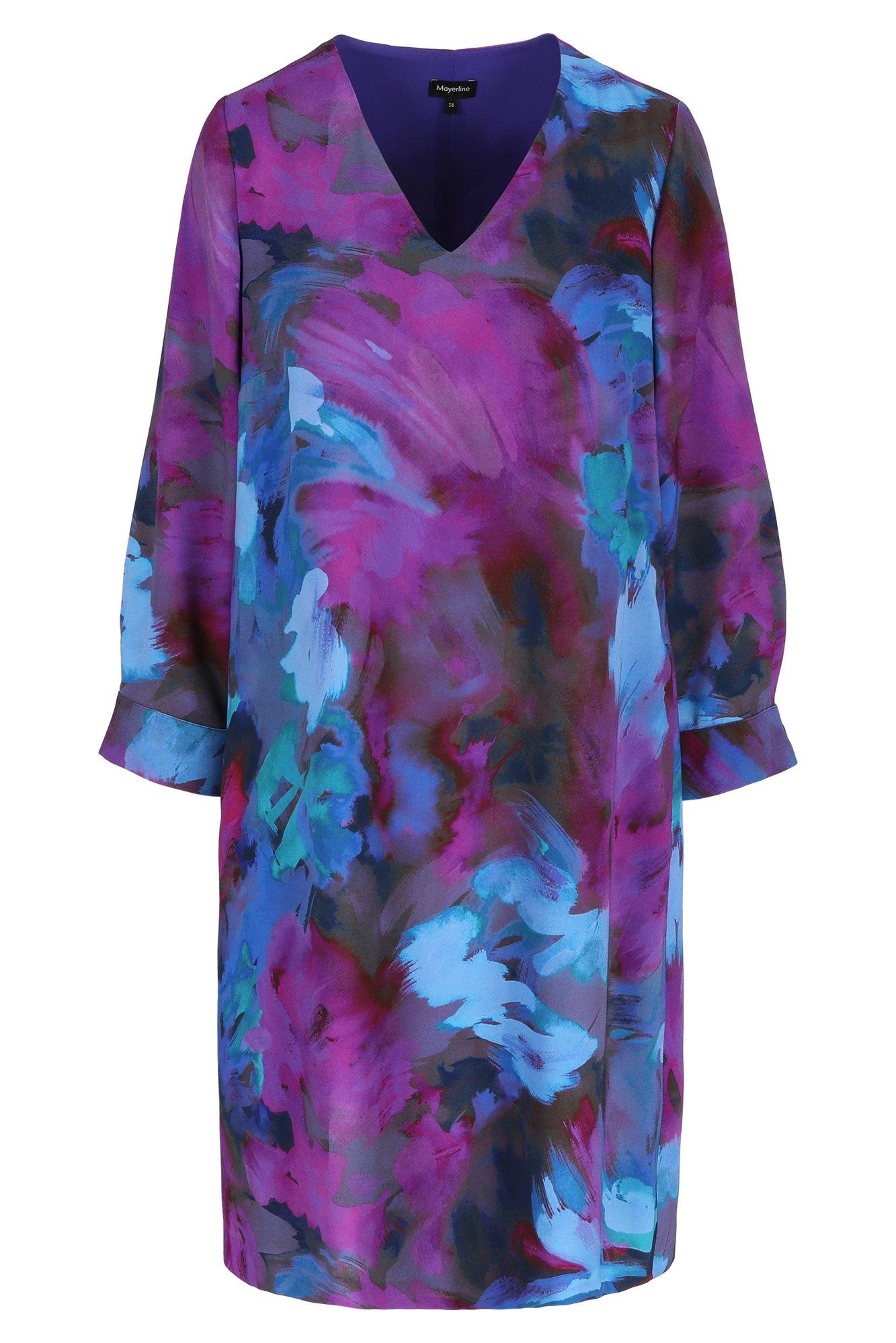 Kleedjes - Rechte jurk met abstracte bloemenprint