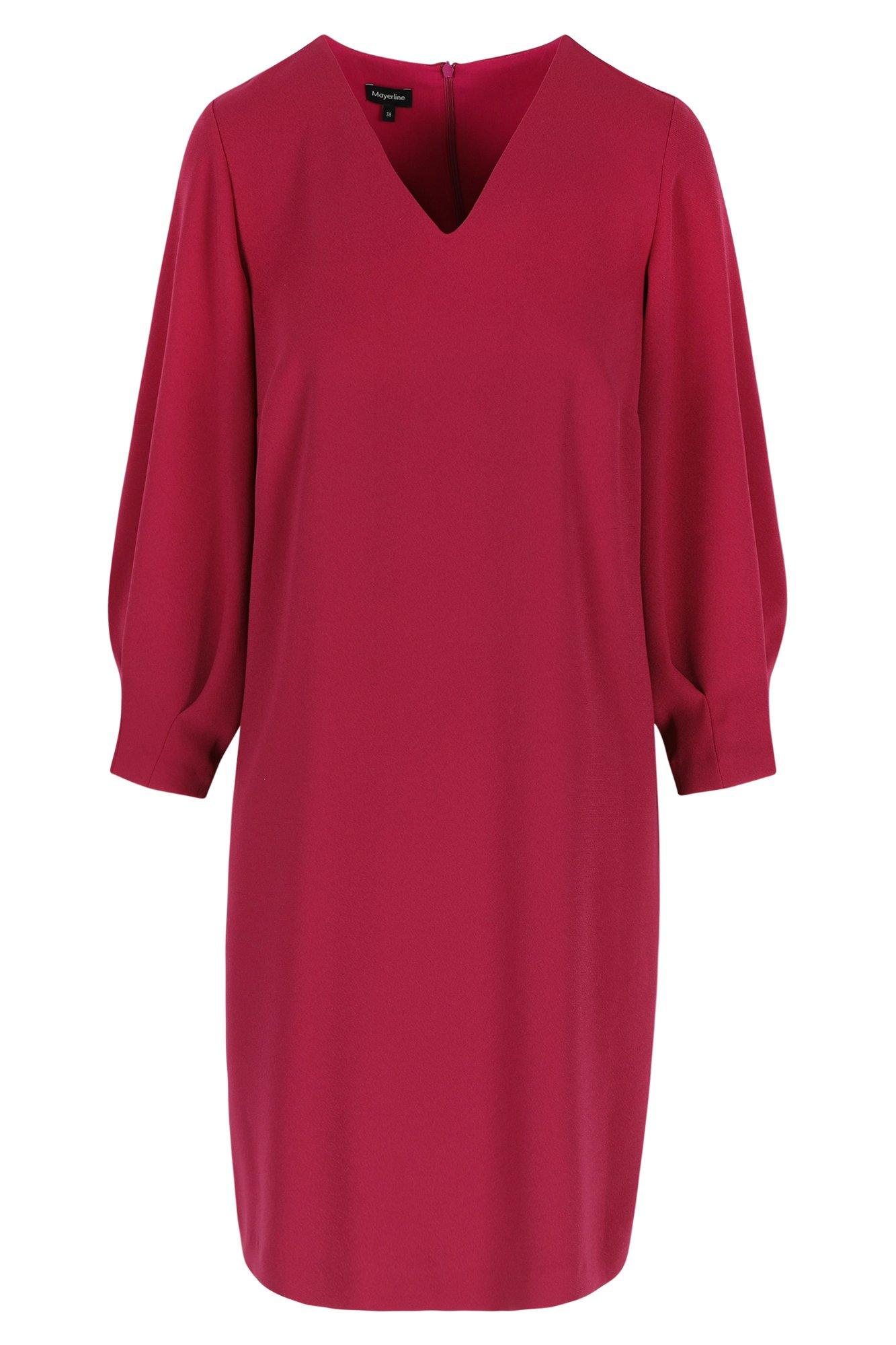 Robes - Robe droite col V en crêpe