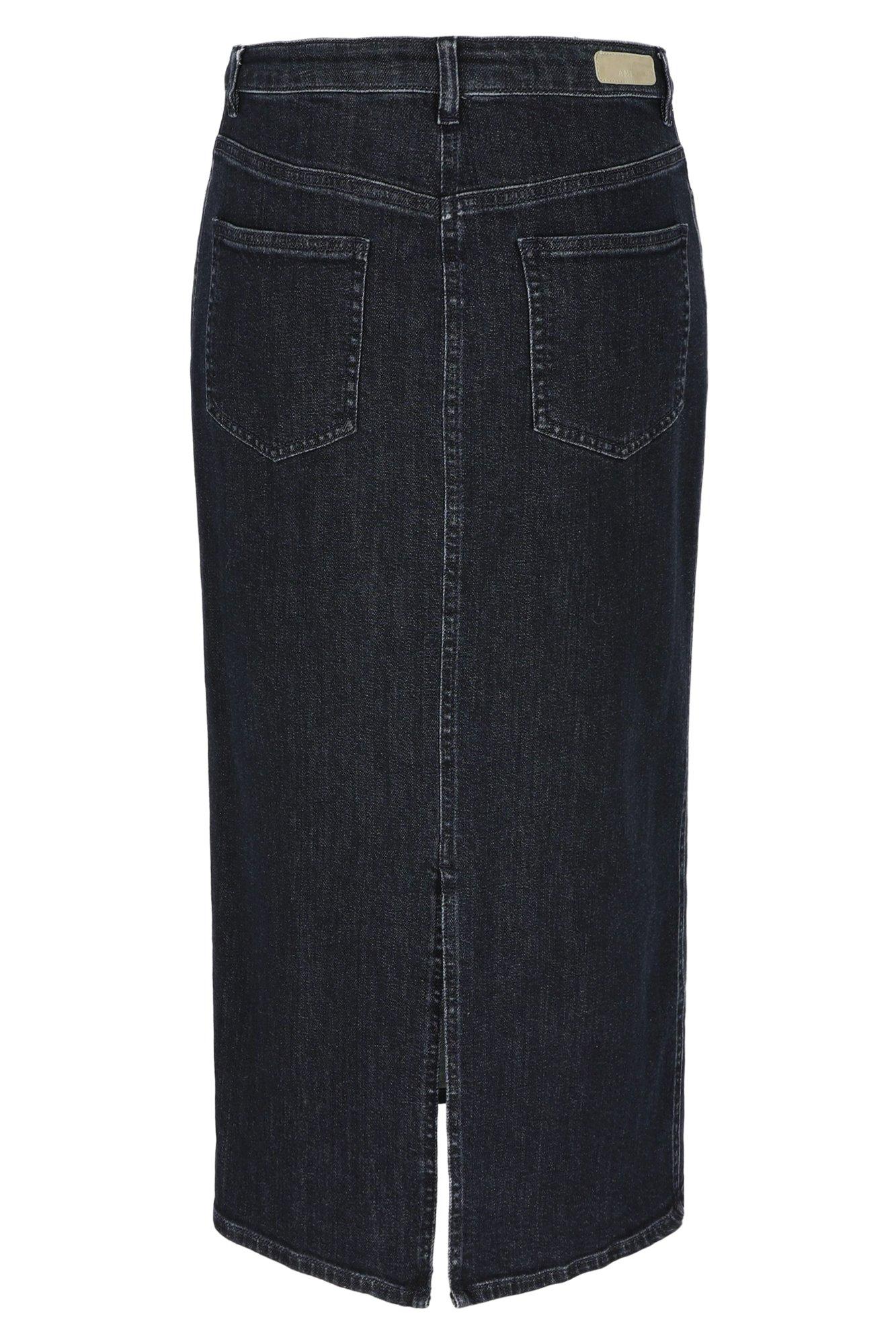 Jupes - Jupe mi-longue en denim stretch foncé