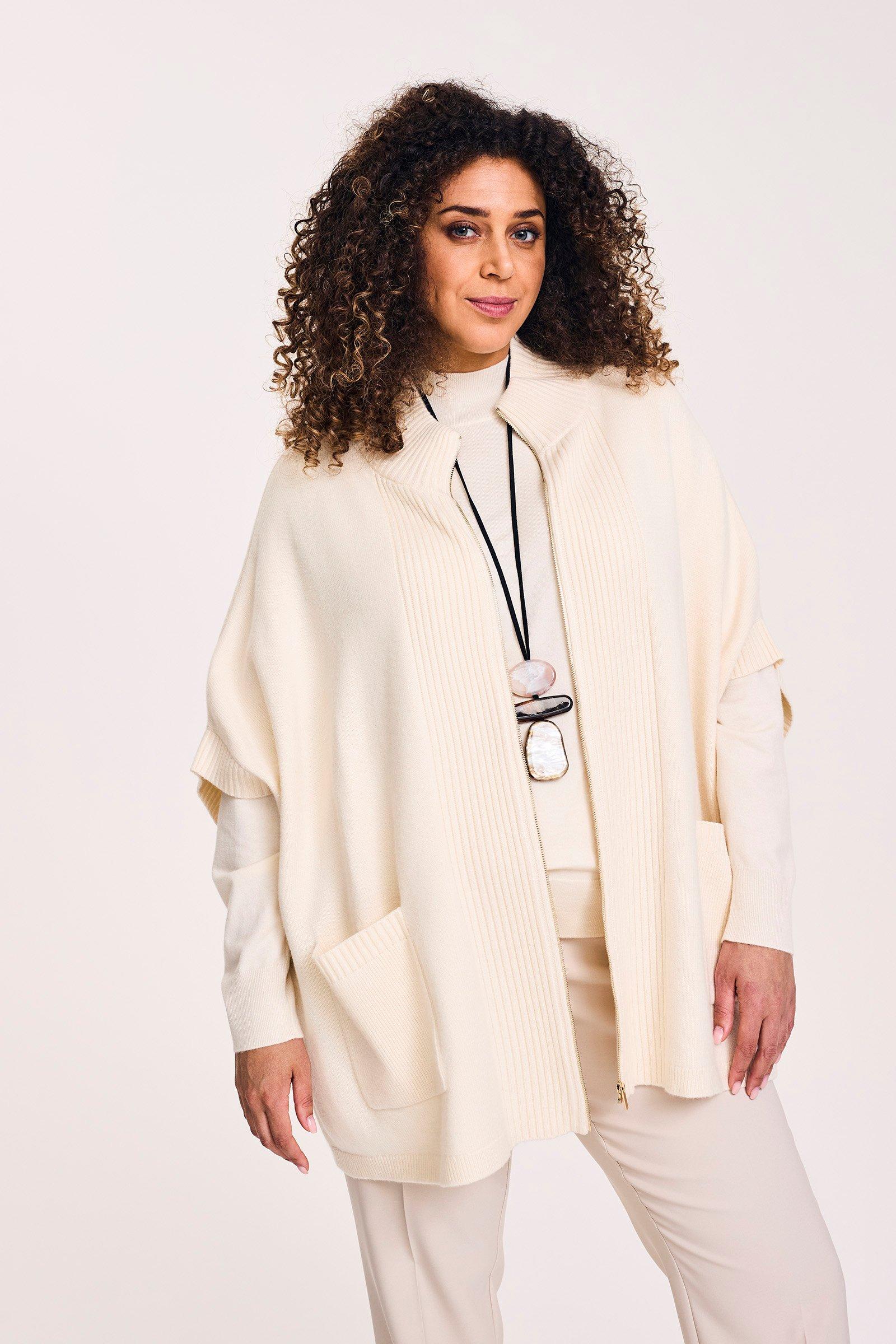 Gebreide cape met rits - null - may