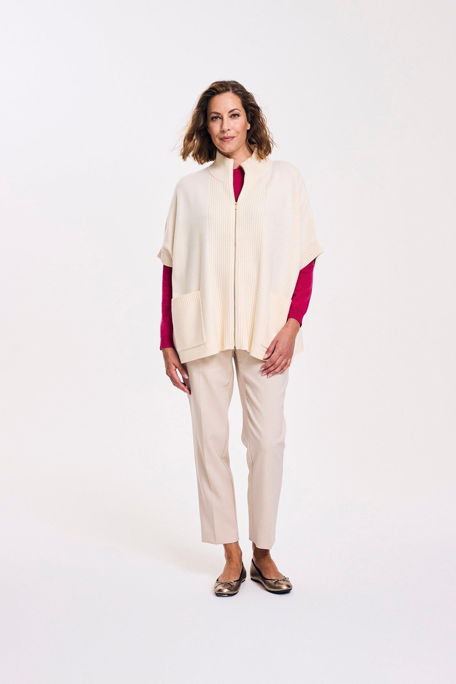 Cardigan - Gebreide cape met rits