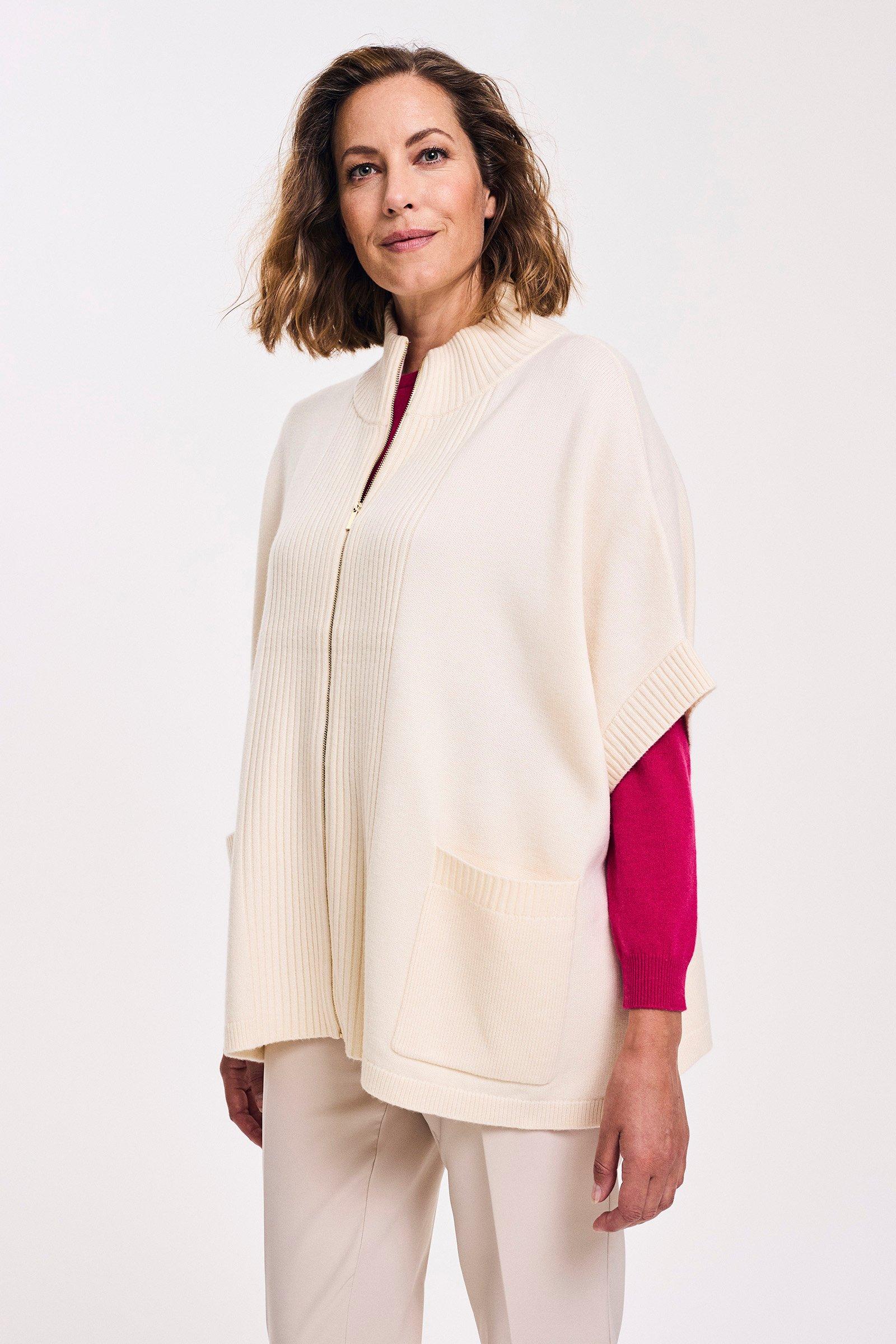 Cardigan - Gebreide cape met rits