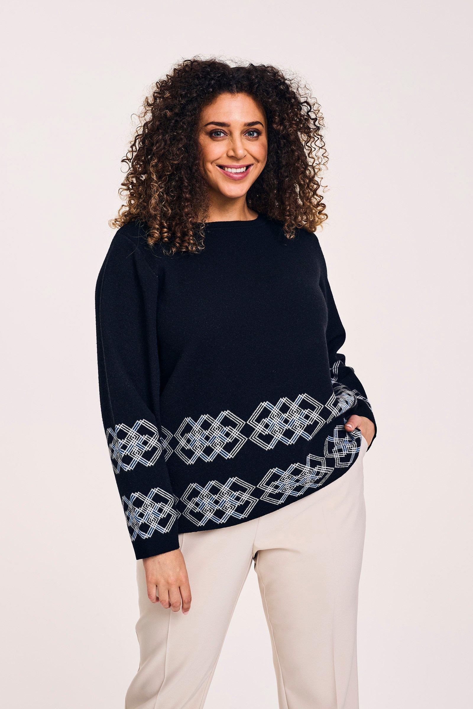 Pull  bicolore &agrave; motif g&eacute;om&eacute;trique - may