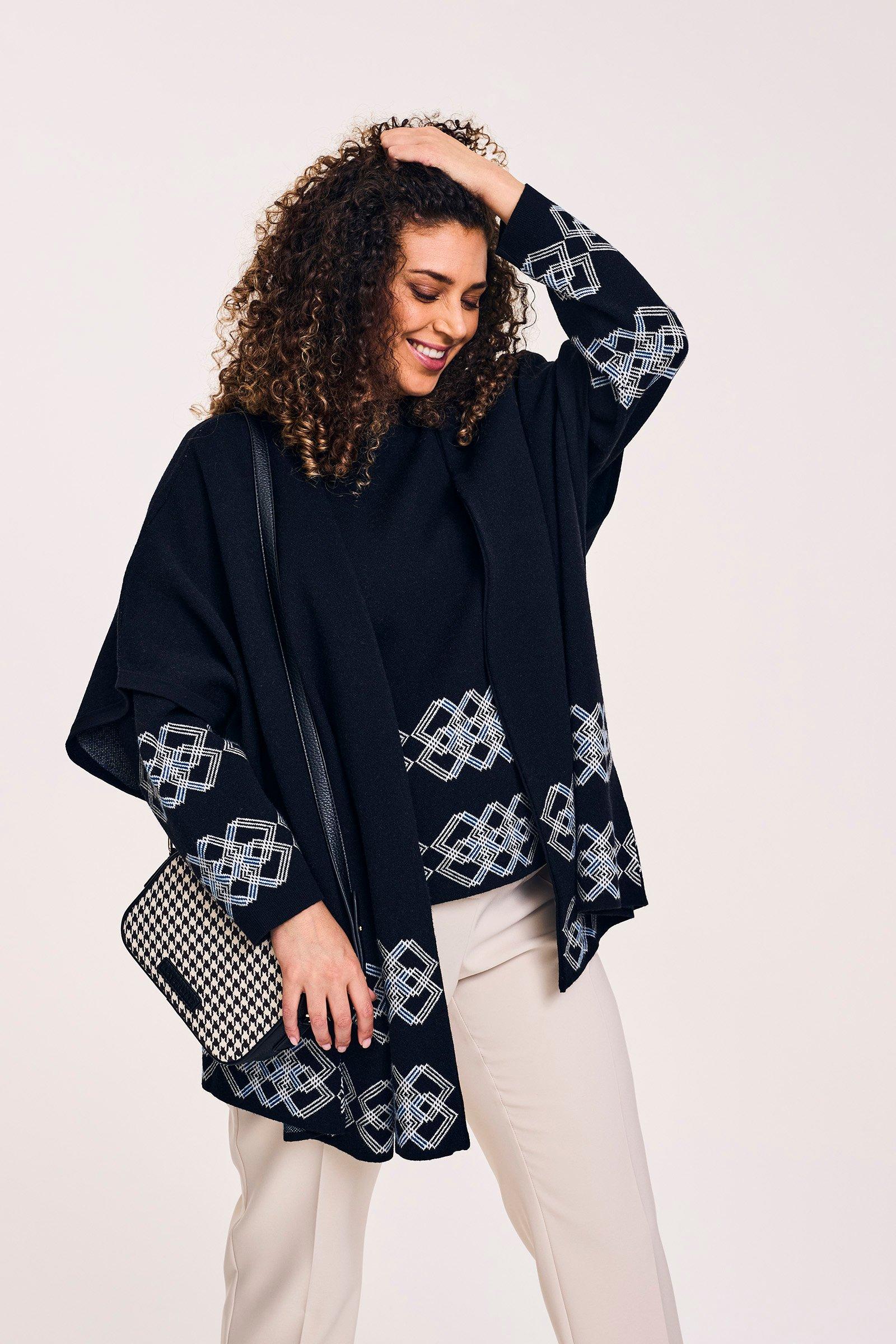 Cape en maille avec motif géométrique - null - may