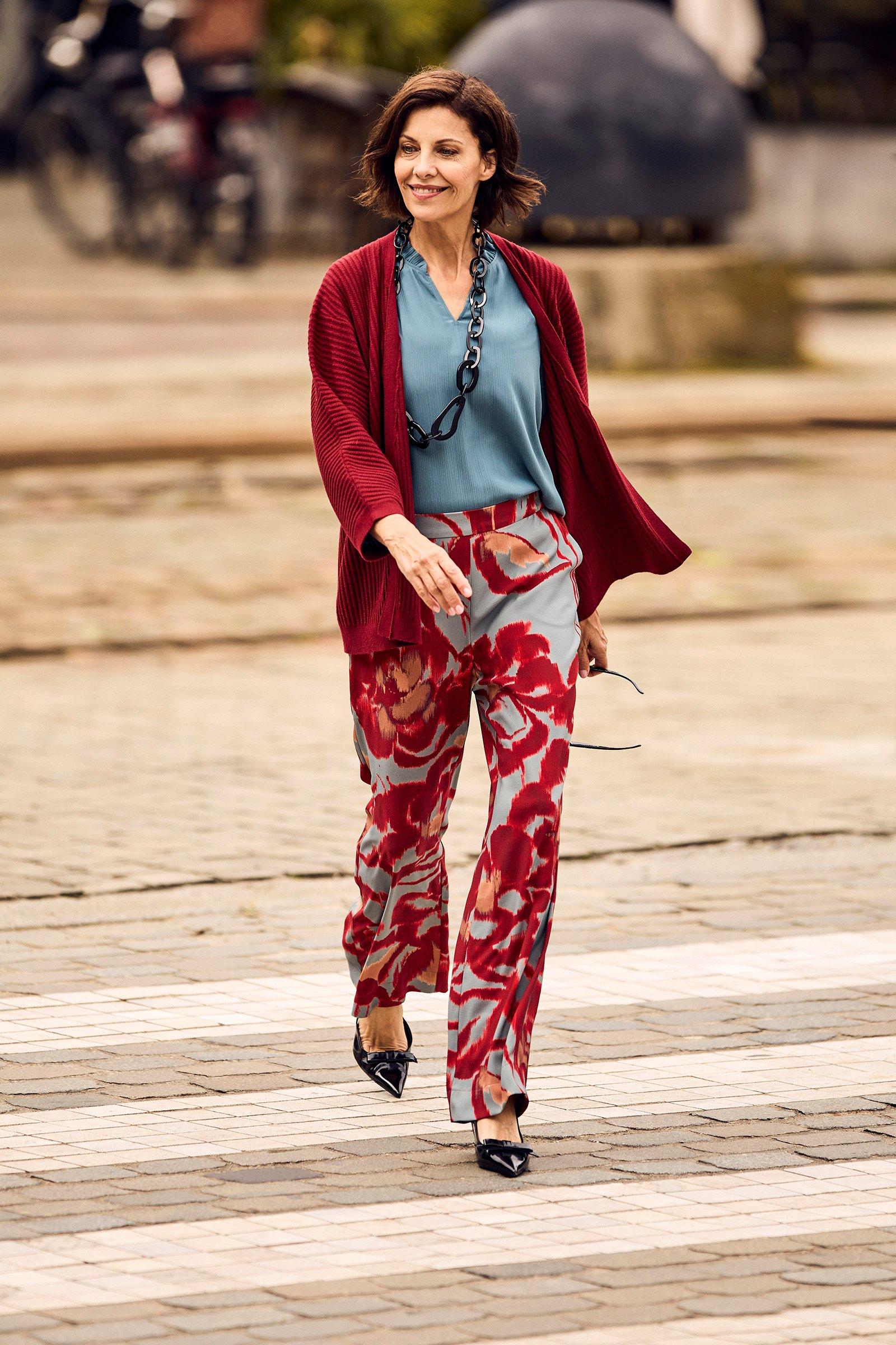 Pantalon large imprimé élastiqué dos - null - may