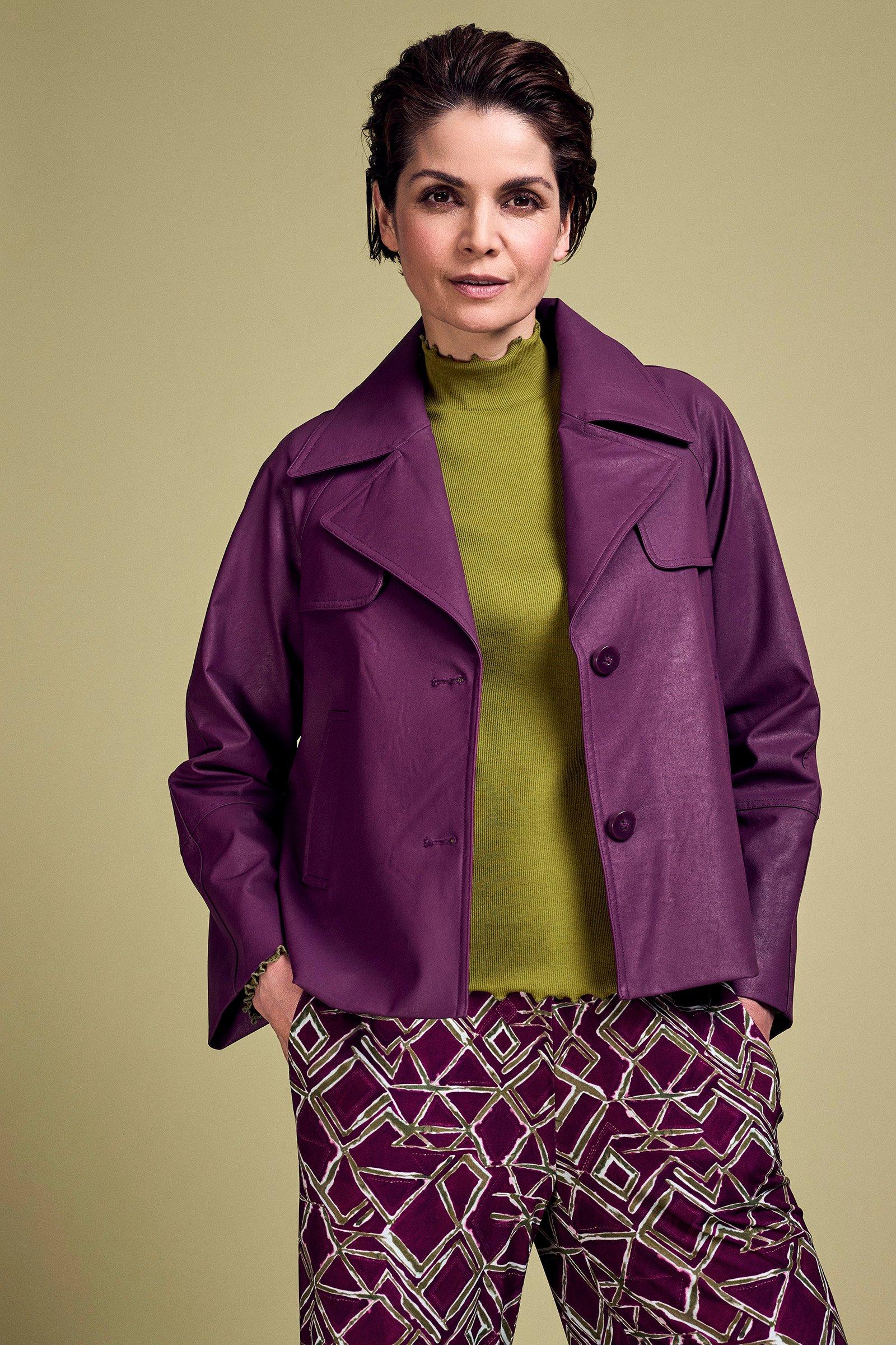 Veste évasée courte en faux cuir - null - ame
