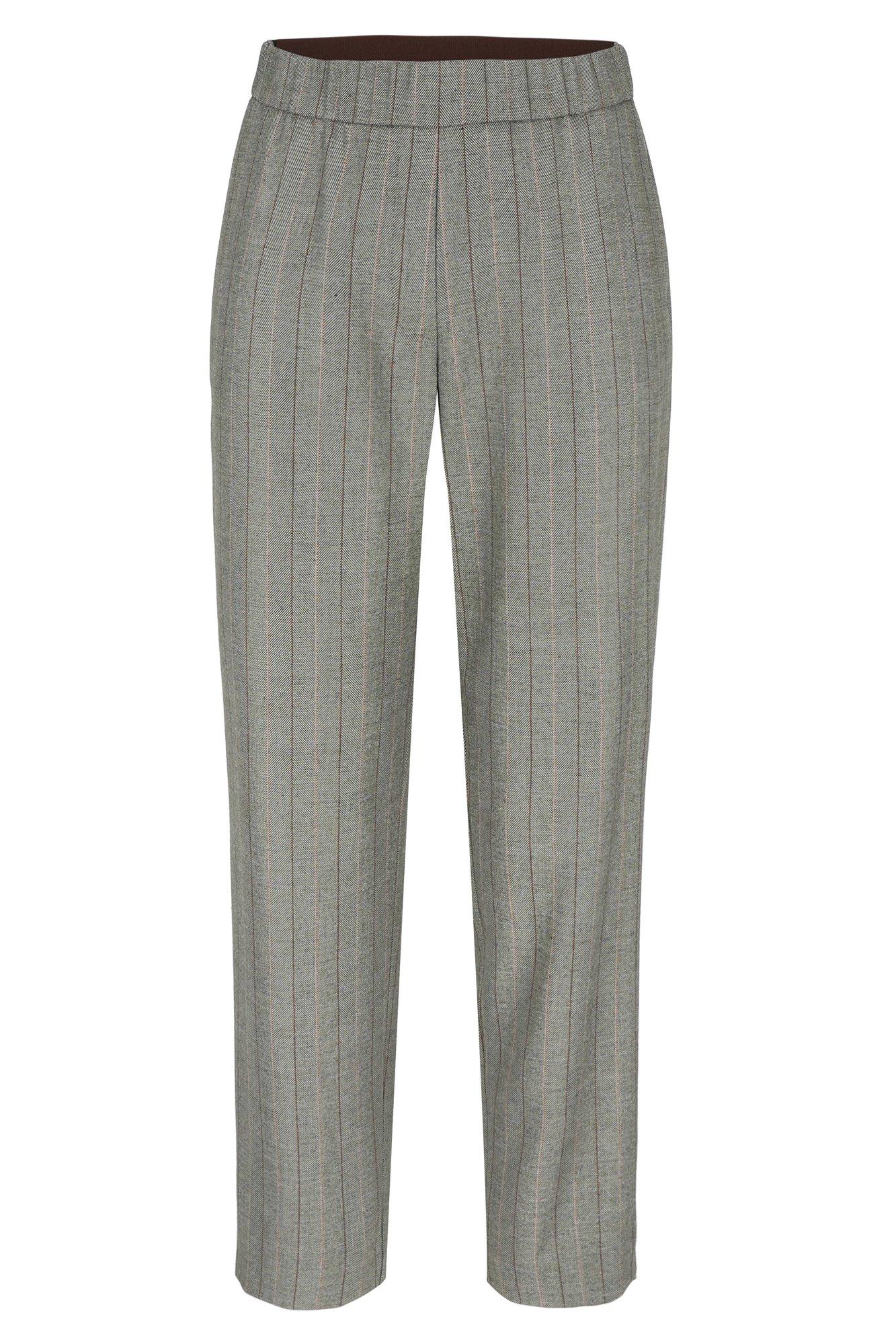 Enkellange broek met visgraatmotief - null - may