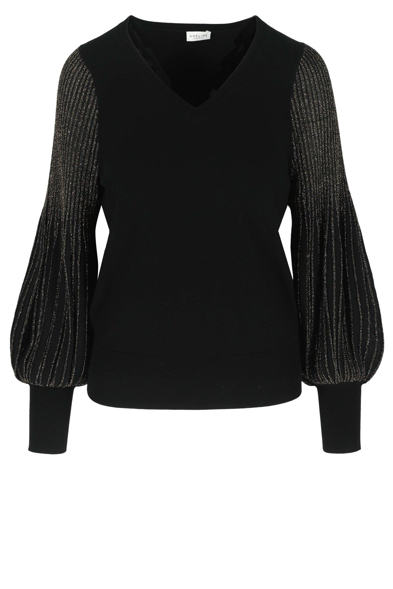 Pulls - Pull à col en V manches plissées lurex
