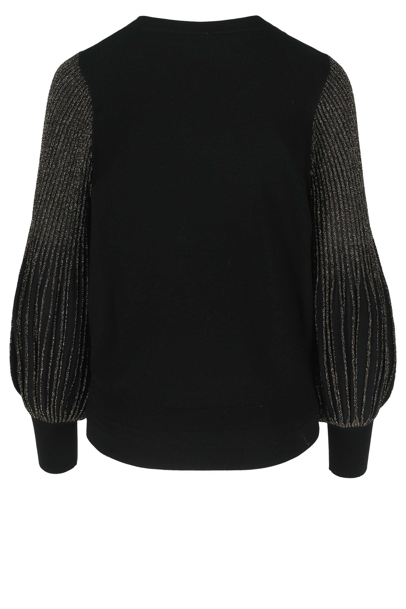 Truien - V-halstrui met lurex plissémouwen