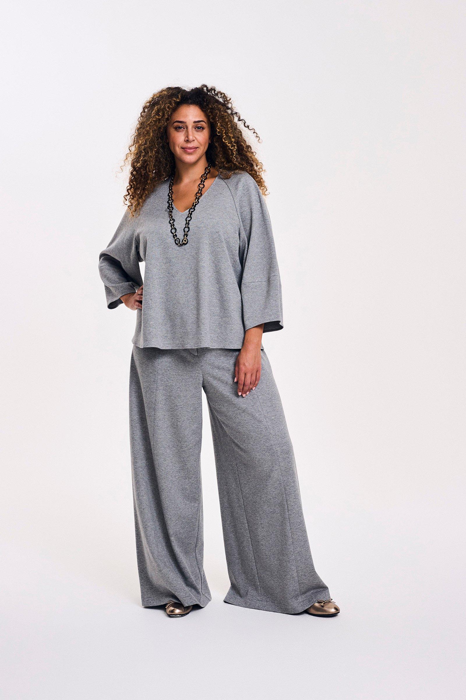 Broeken - Extra wijde broek in jersey flanel