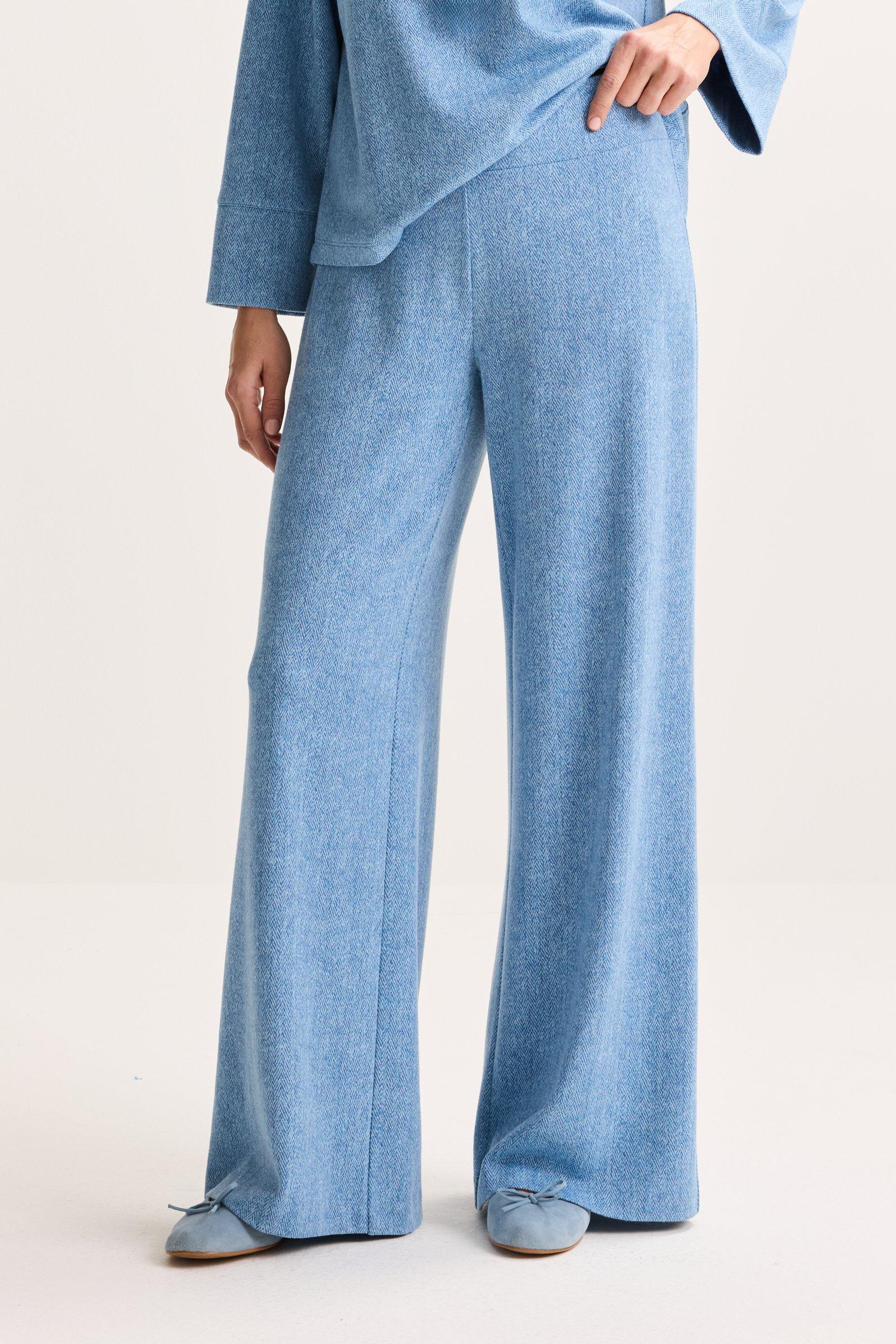 Broeken - Wijde jersey broek met visgraatmotief