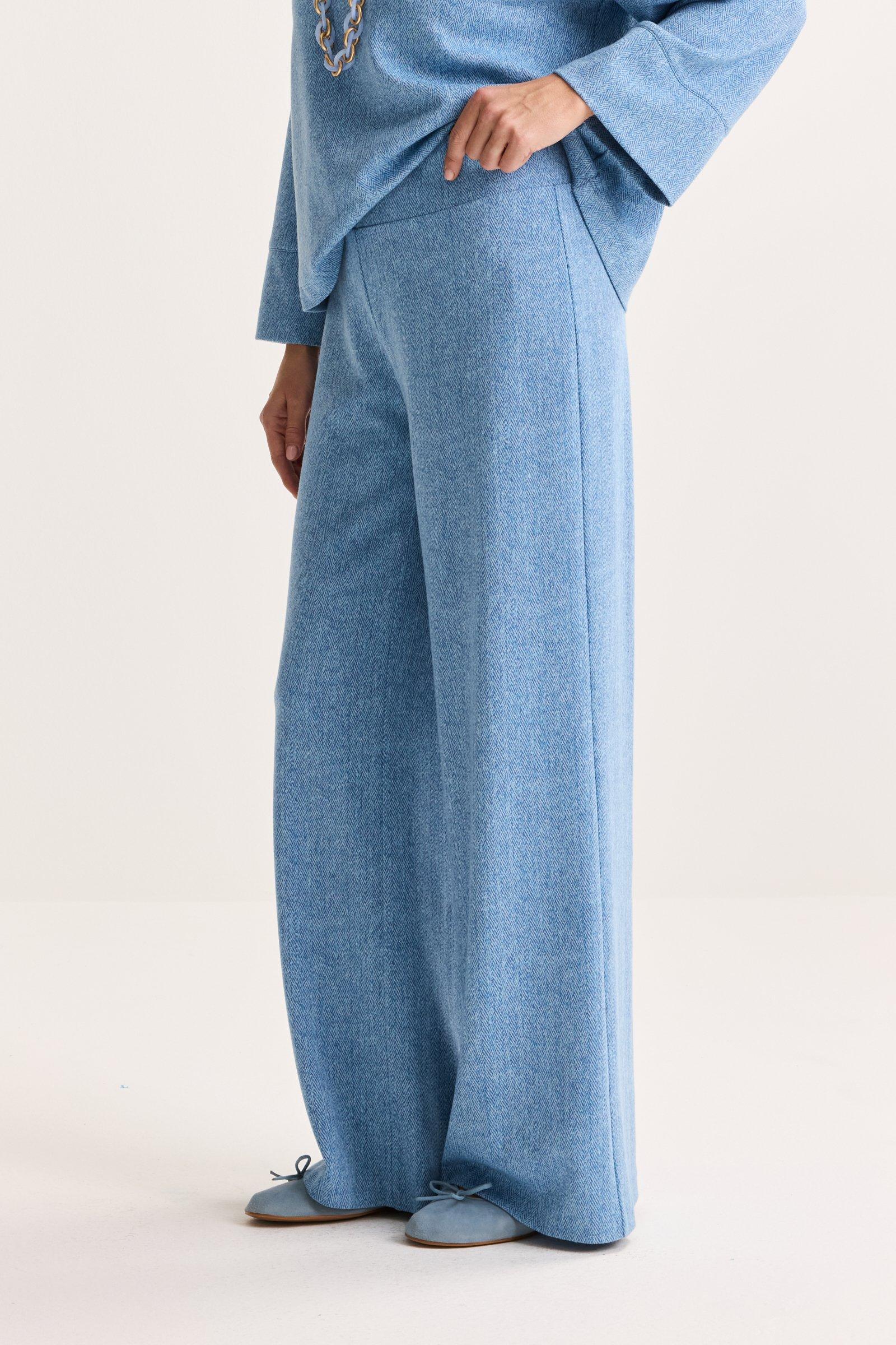 Broeken - Wijde jersey broek met visgraatmotief