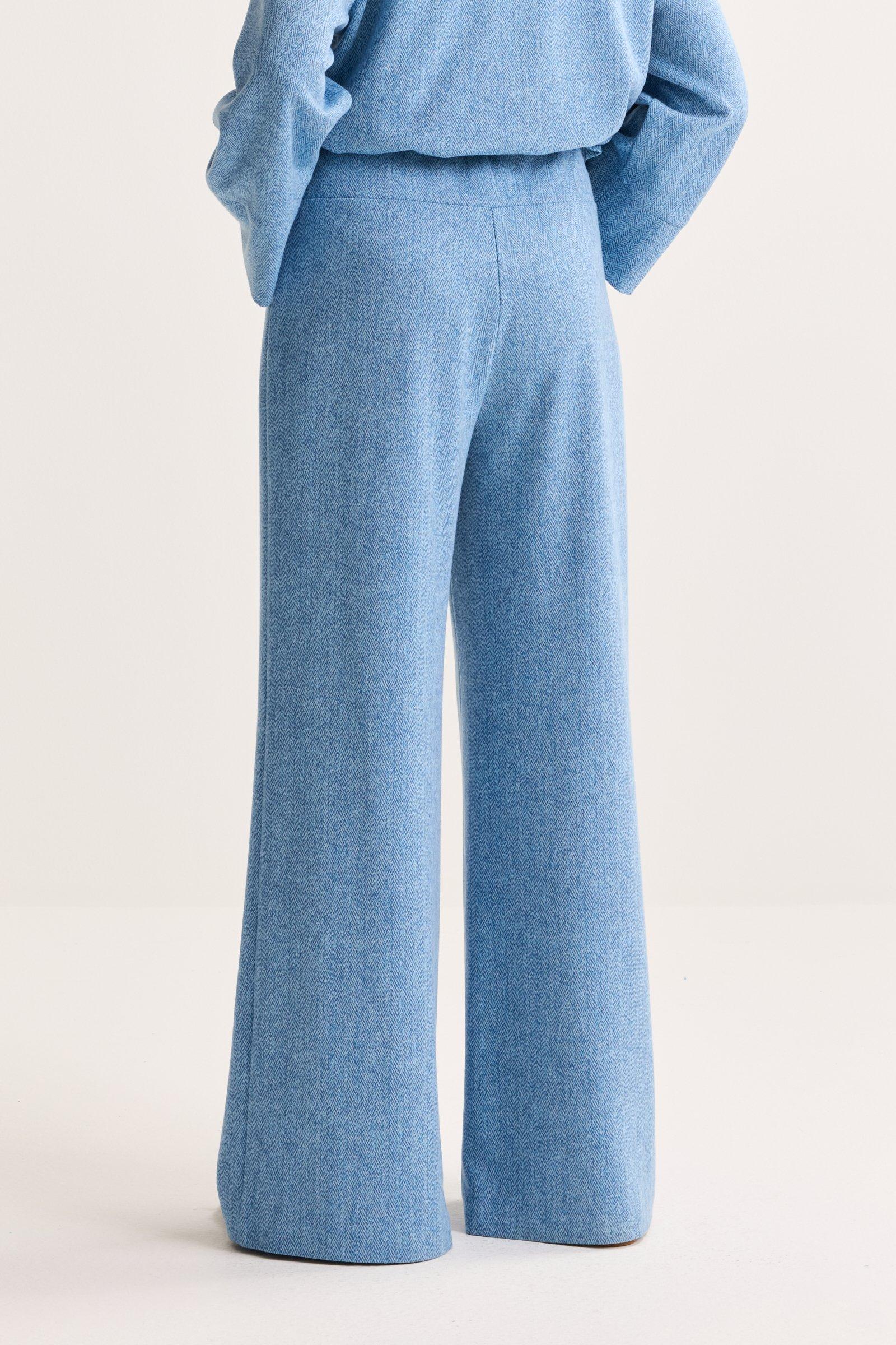 Broeken - Wijde jersey broek met visgraatmotief