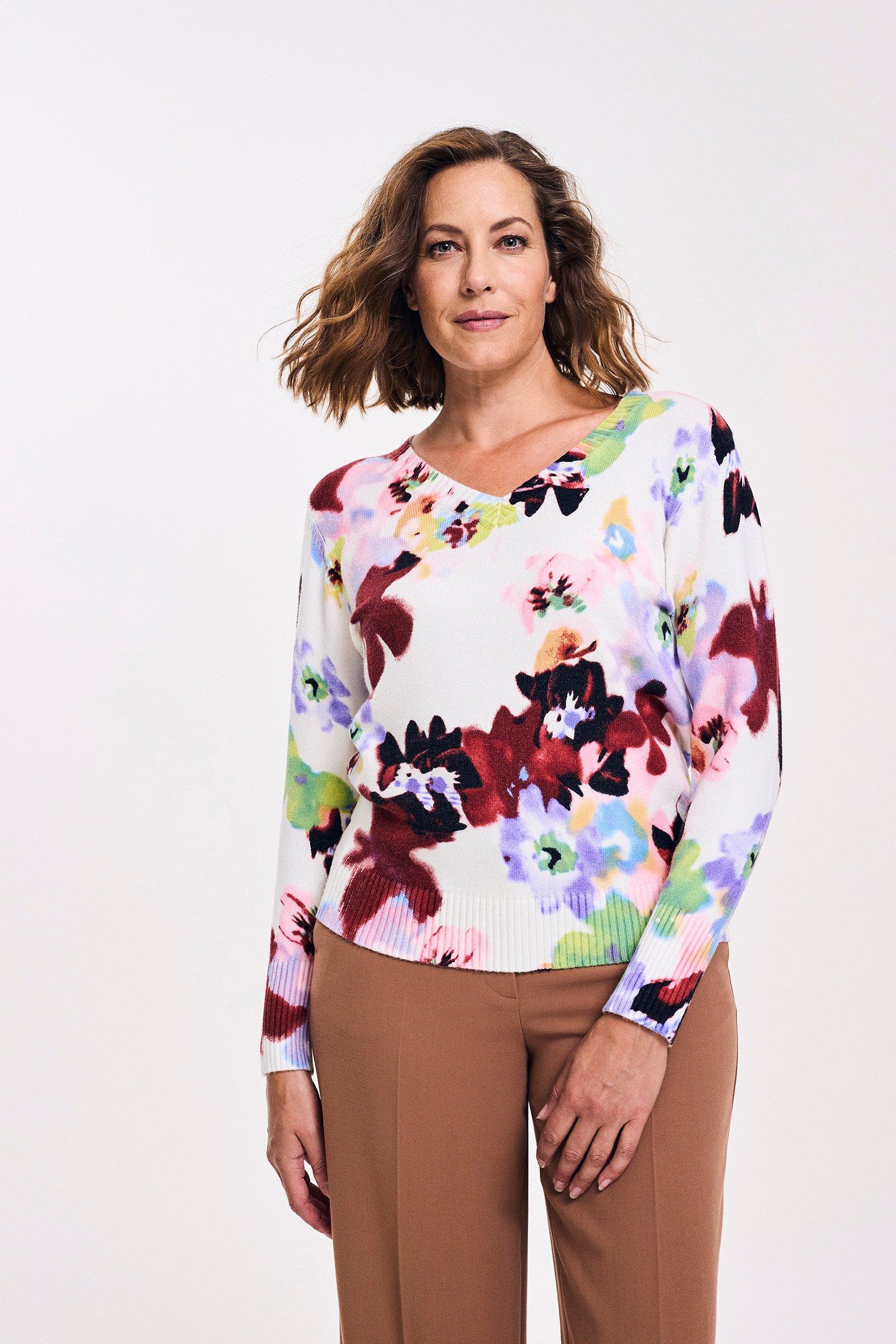 V-halstrui met bloemenprint