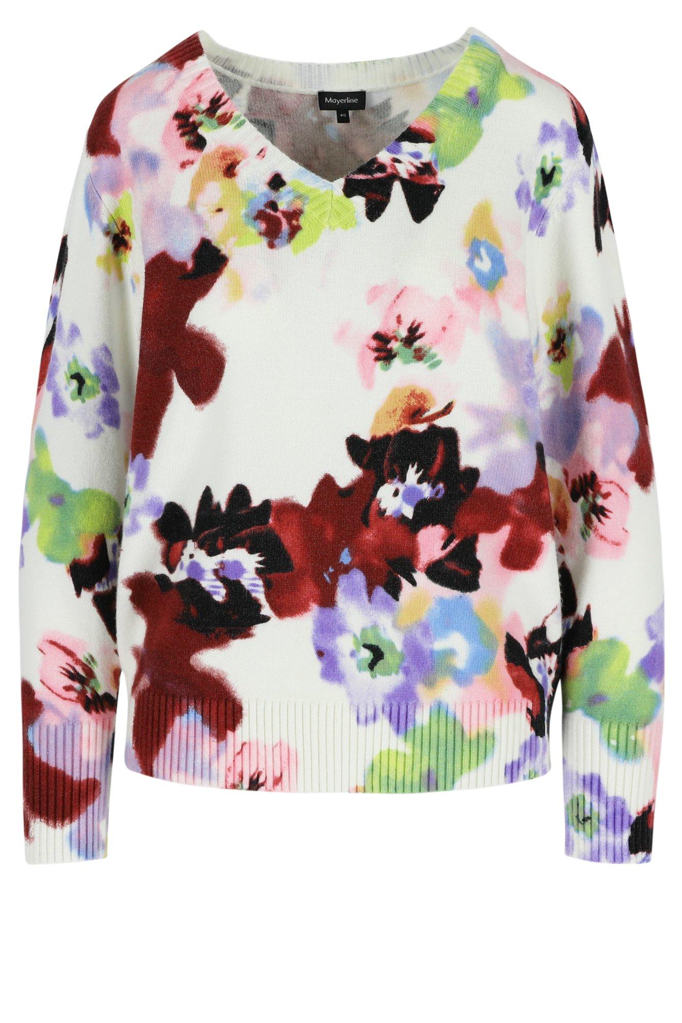 Truien - V-halstrui met bloemenprint
