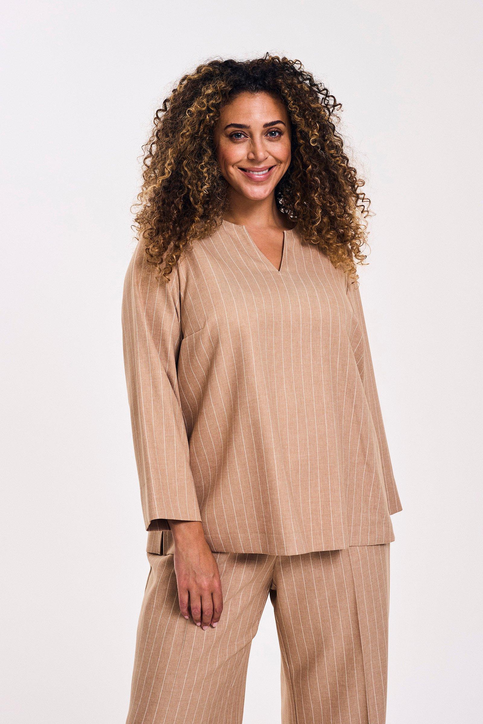 Loose fit blouse met krijtstreep