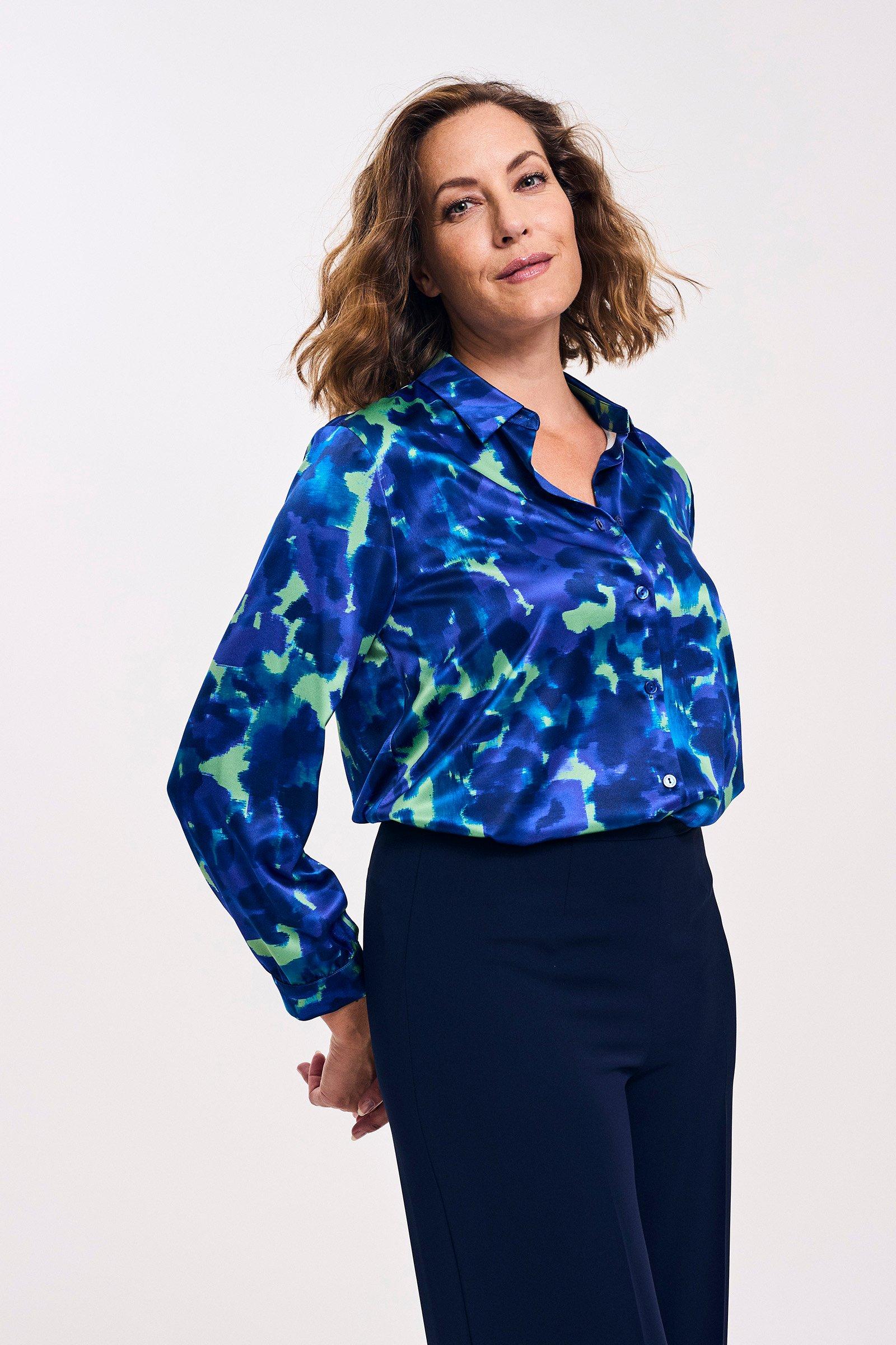 Hemden - Satijnen hemdblouse met print