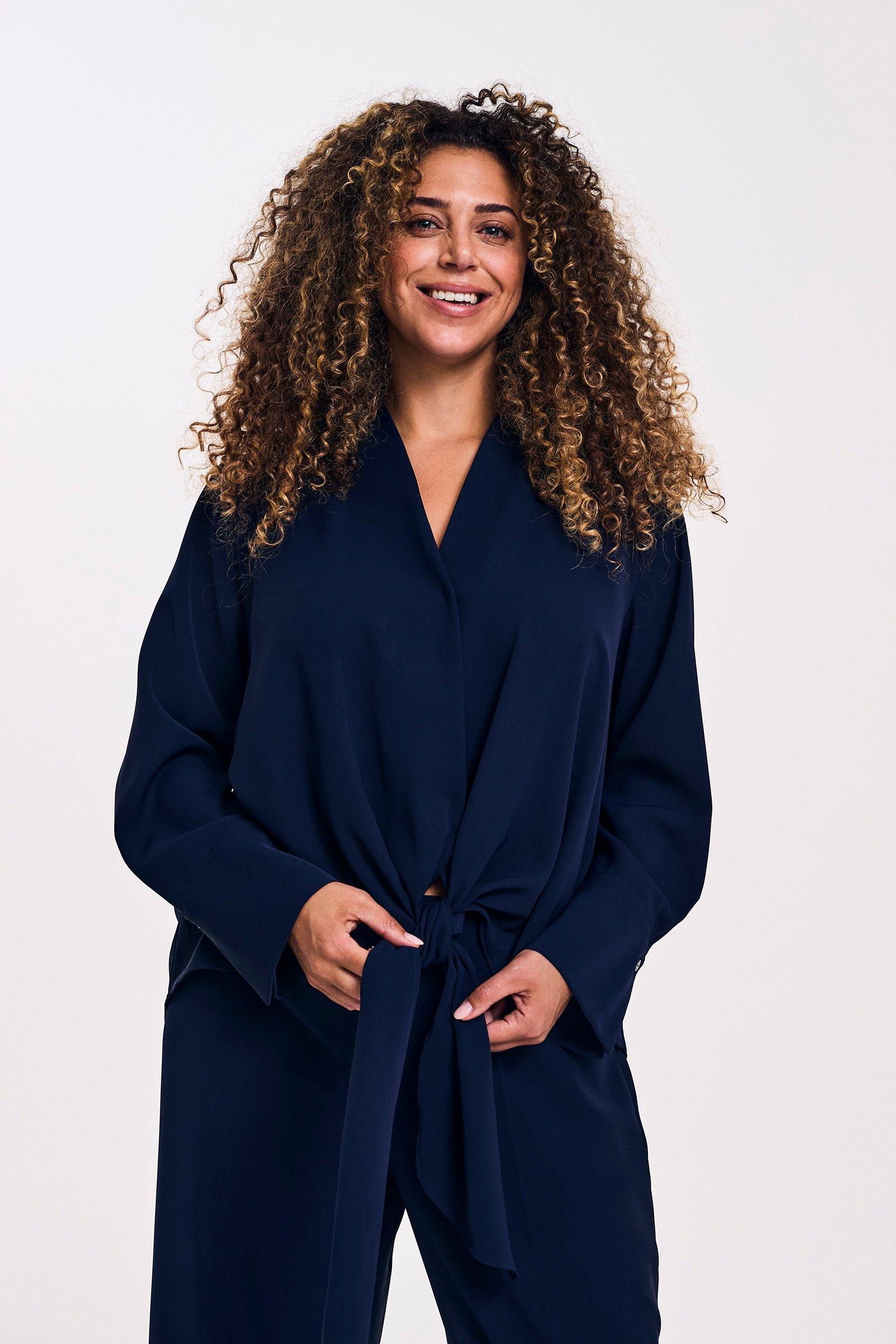Wijde blouse met knoop vooraan - null - may