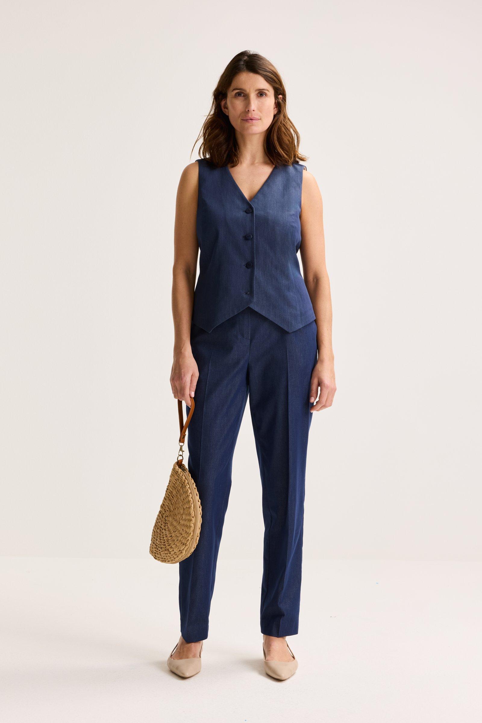 Pantalon taille haute en denim stretch