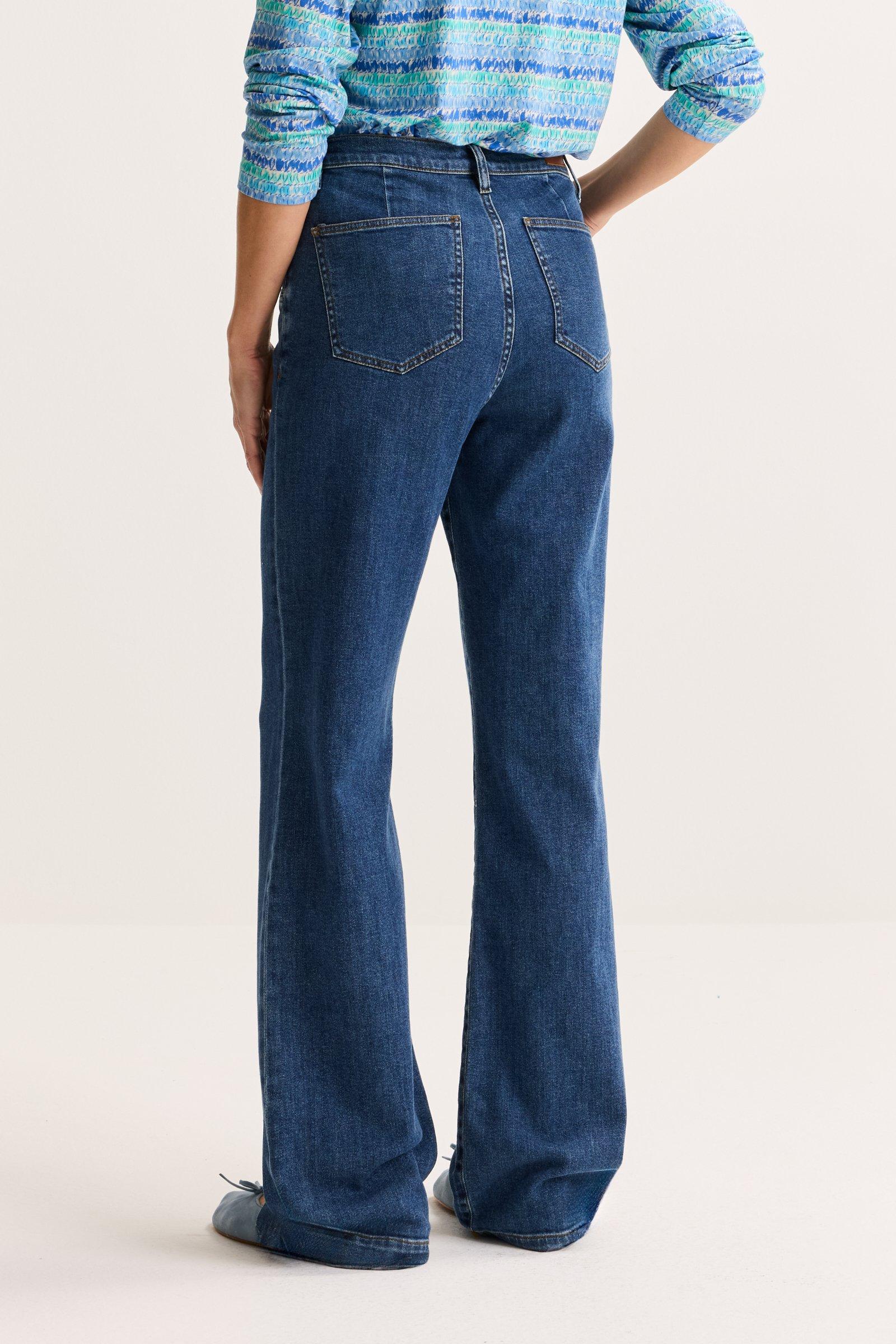 Broeken - Straight jeans met hoge taille in stretchdenim