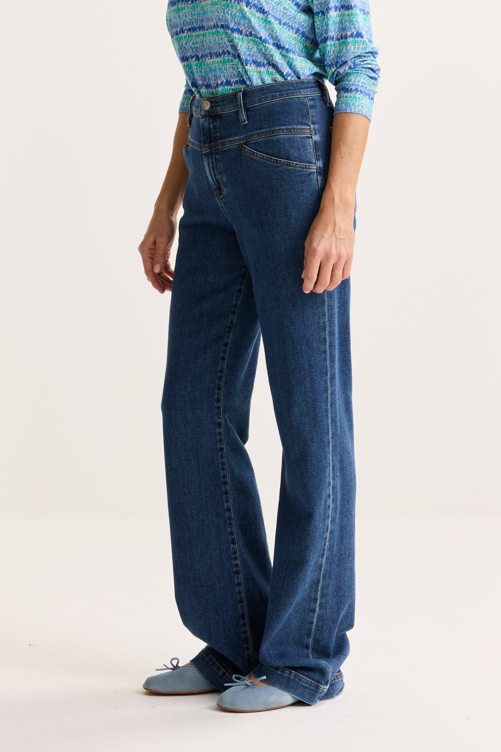 Broeken - Straight jeans met hoge taille in stretchdenim
