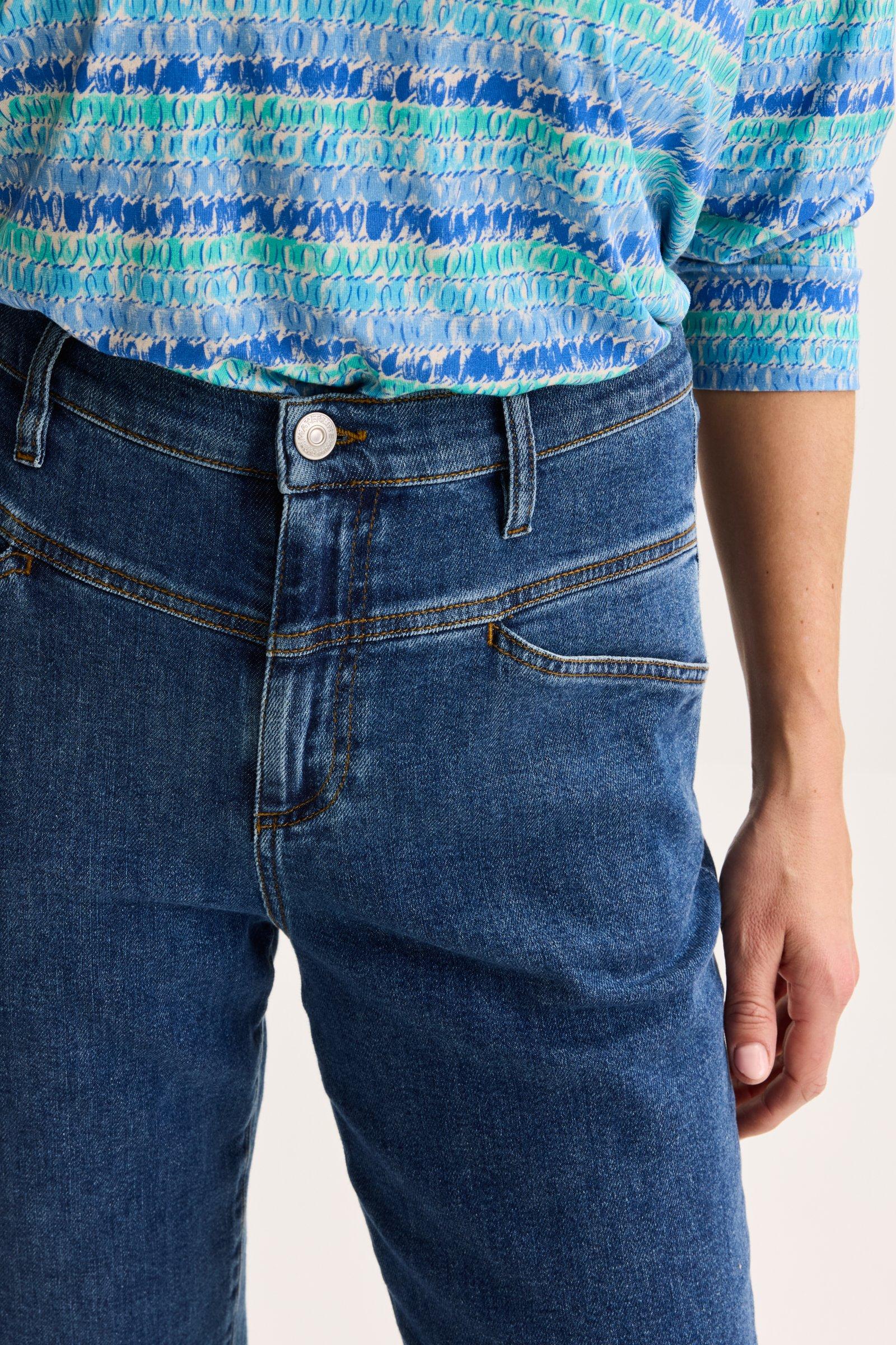 Broeken - Straight jeans met hoge taille in stretchdenim