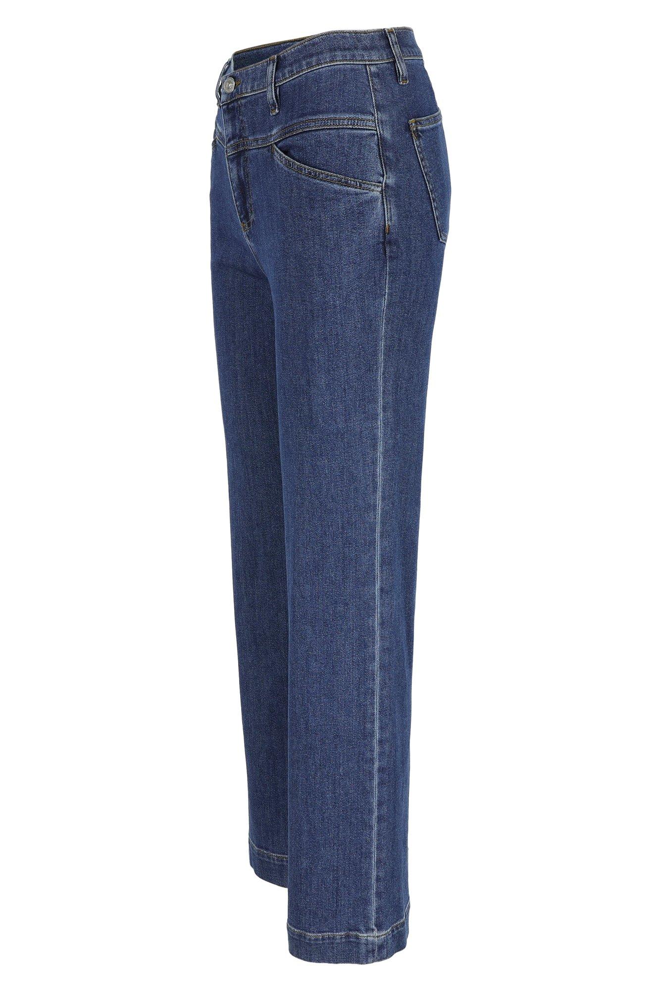 Broeken - Straight jeans met hoge taille in stretchdenim