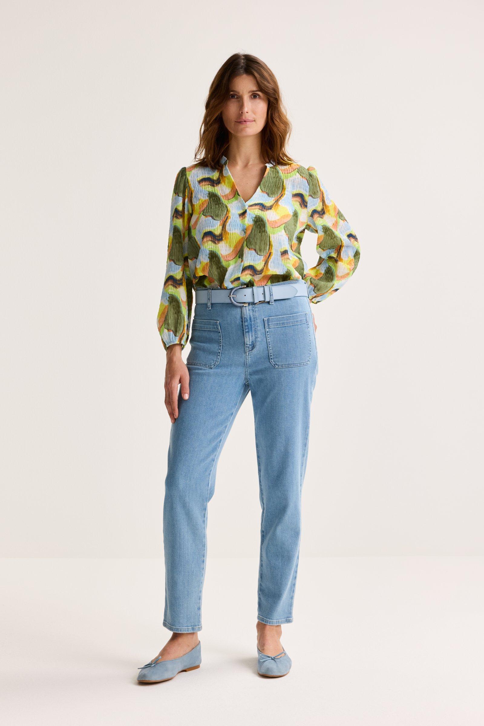 Jeans in stretchdenim met hoge taille - null - may