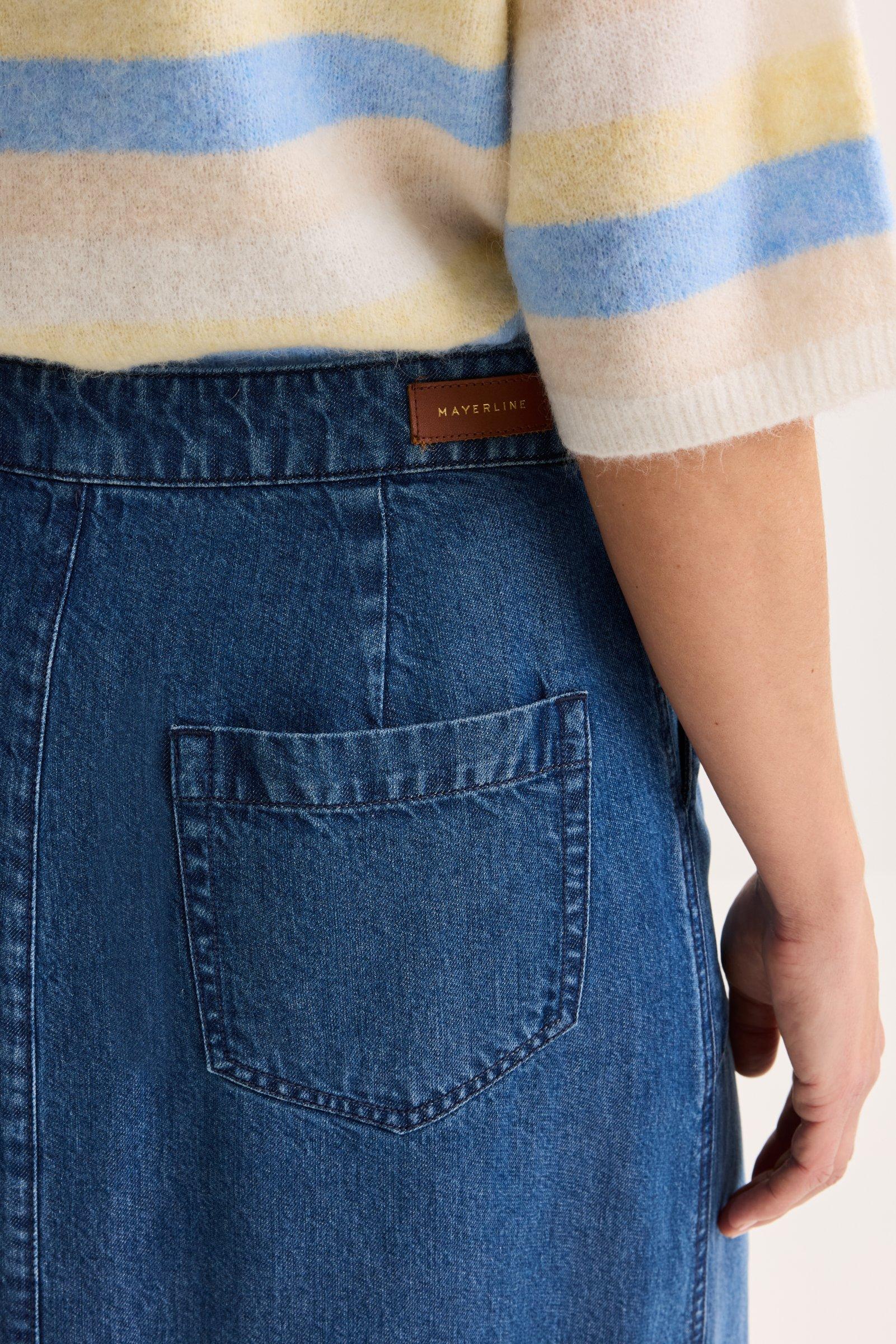 Jupes - Jupe évasée boutonnée en denim stretch