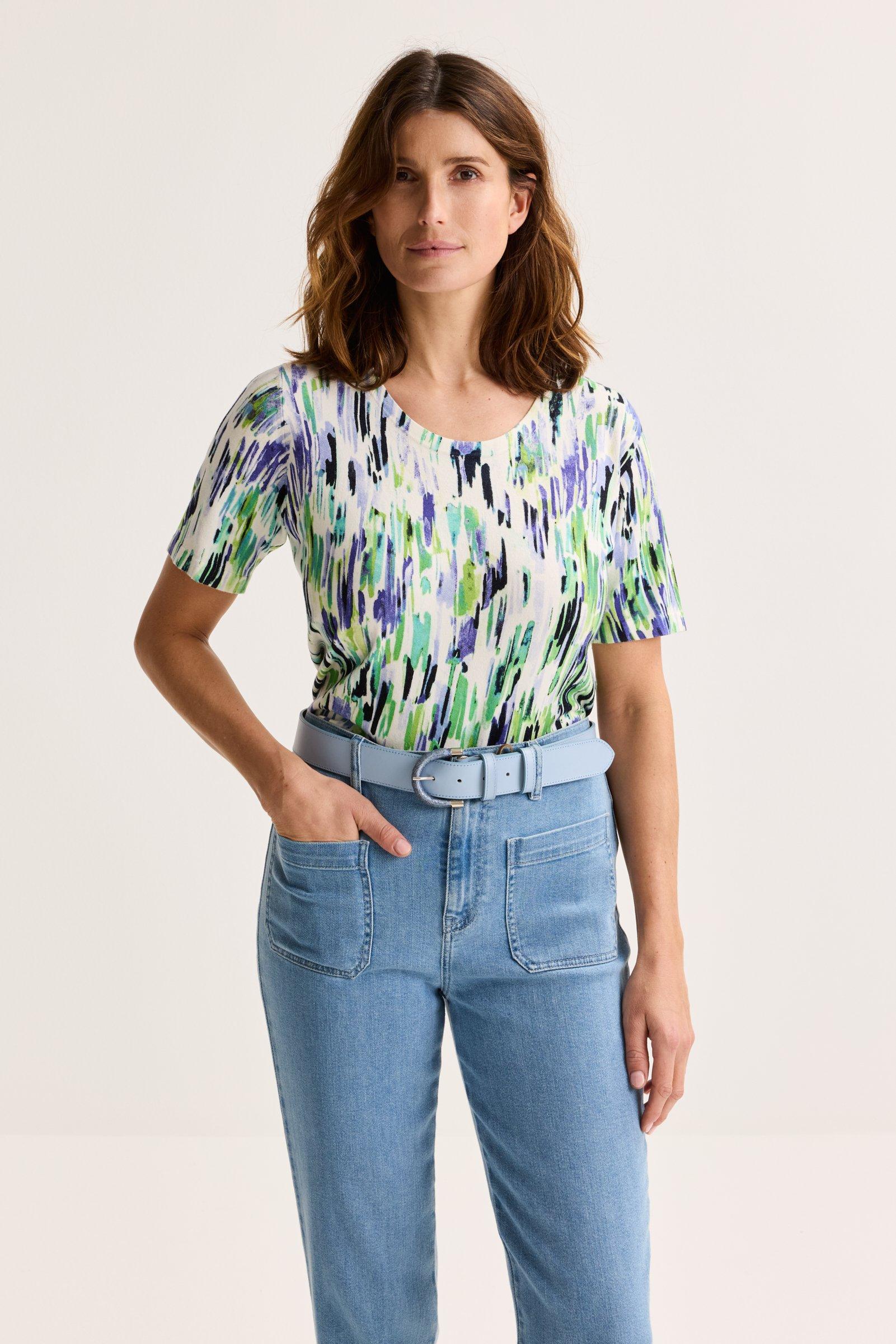 Pull imprimé fin à manches courtes - null - may