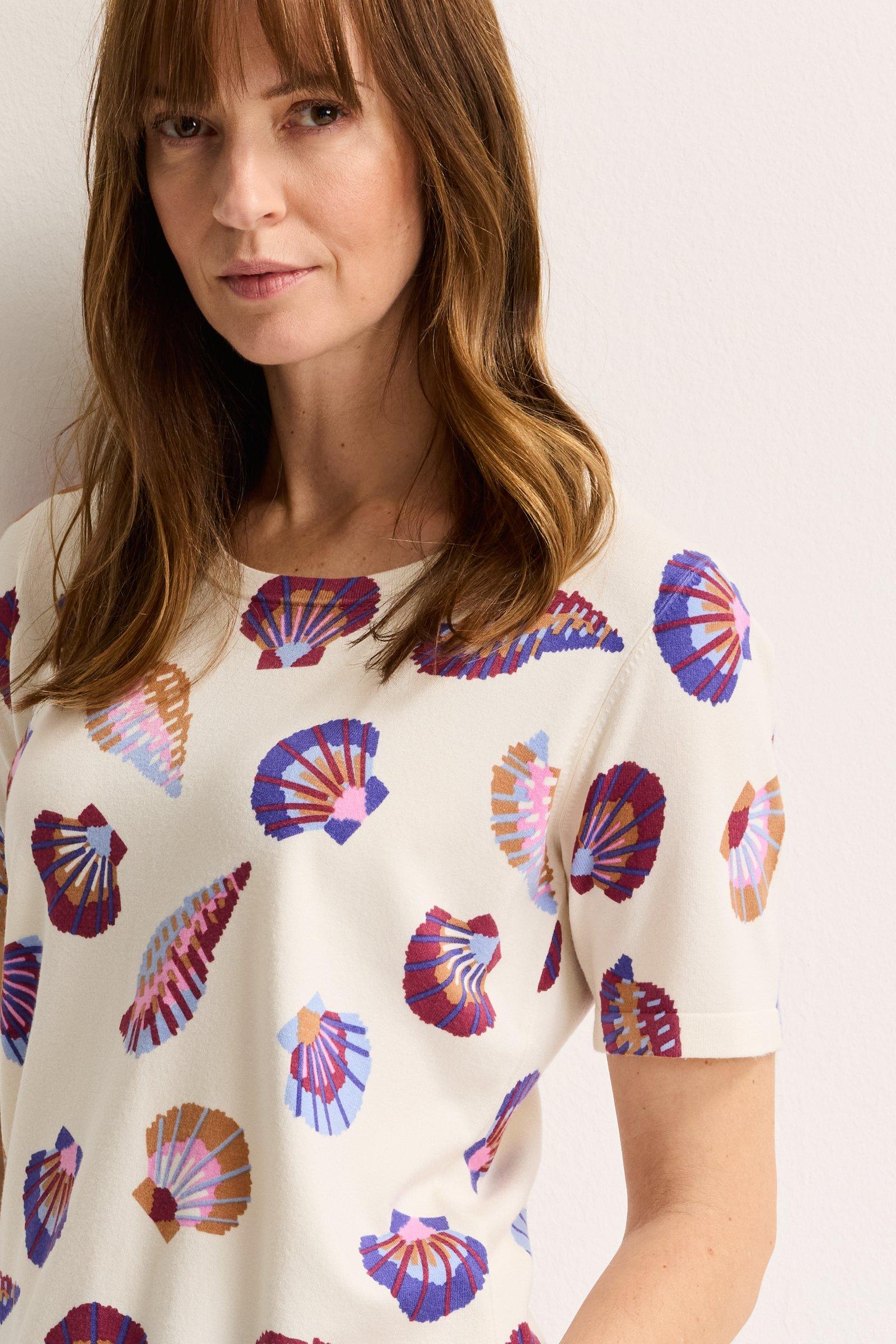 Truien - Trui met schelpmotief en korte mouw