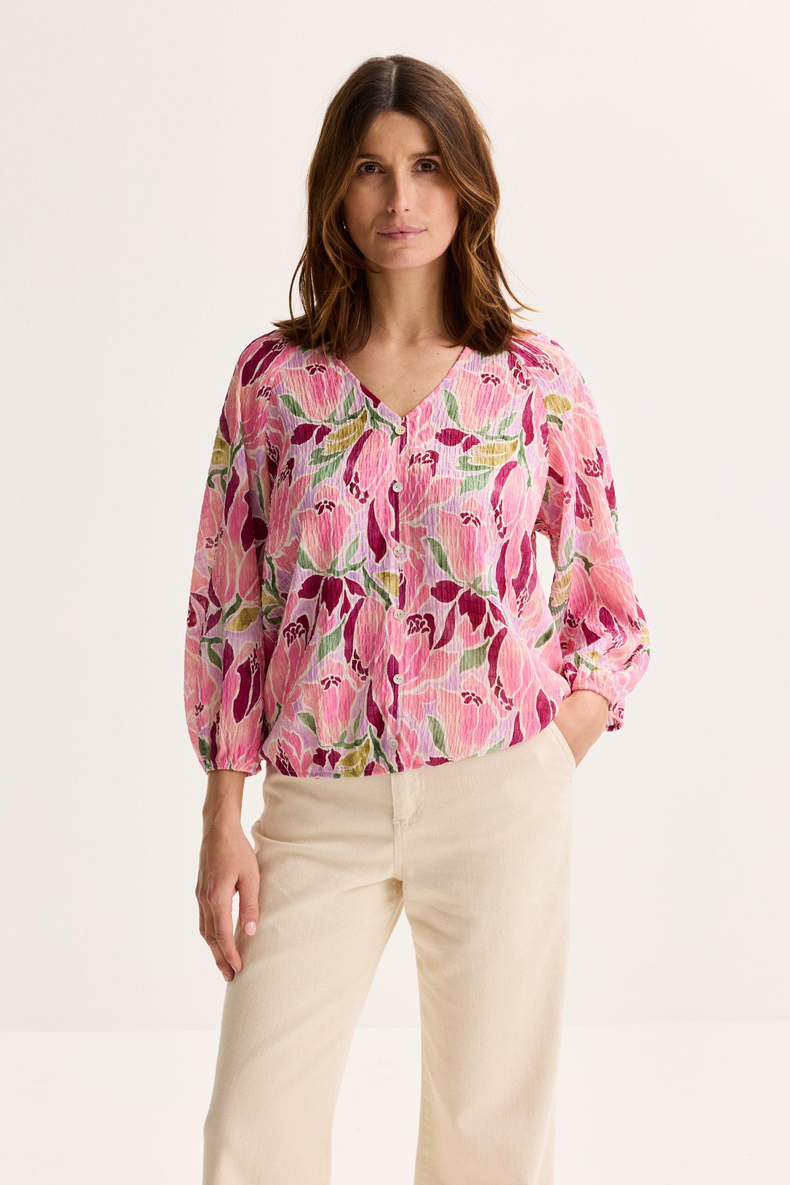 Blouse sur élastique en seersucker à motif floral - null - may