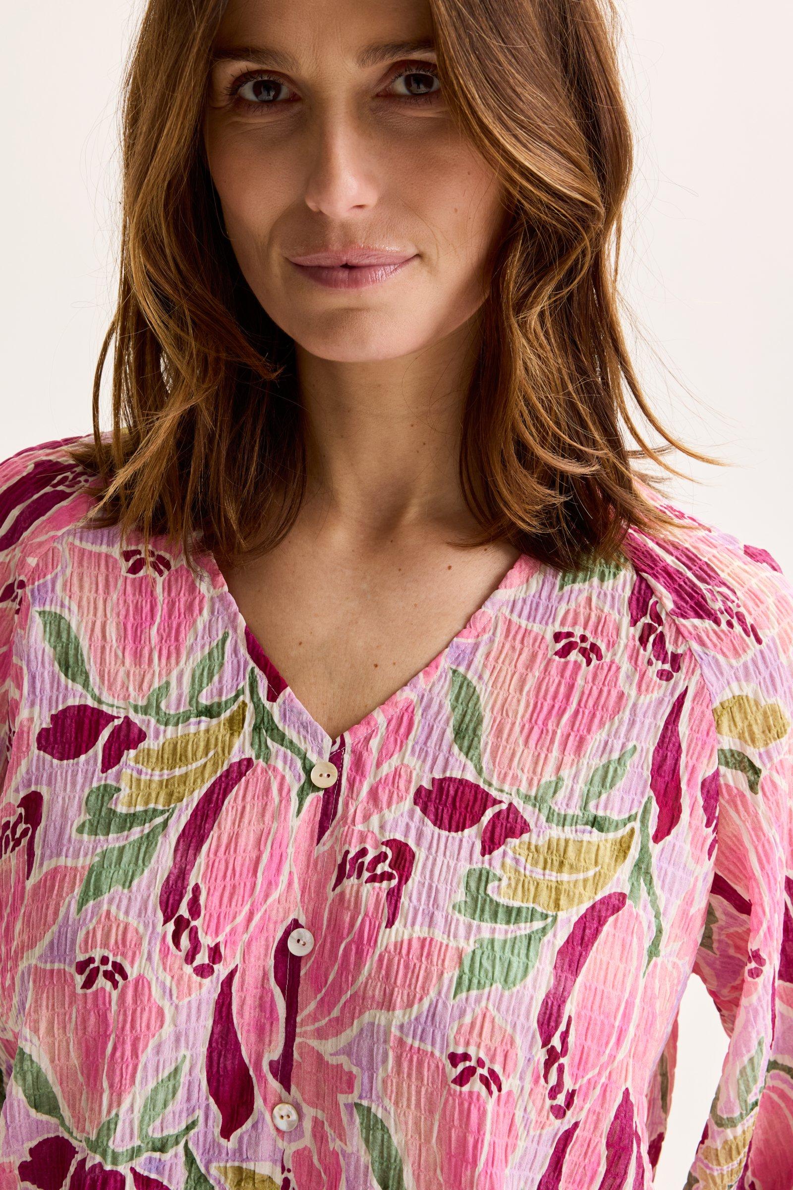 Chemises - Blouse sur élastique en seersucker à motif floral