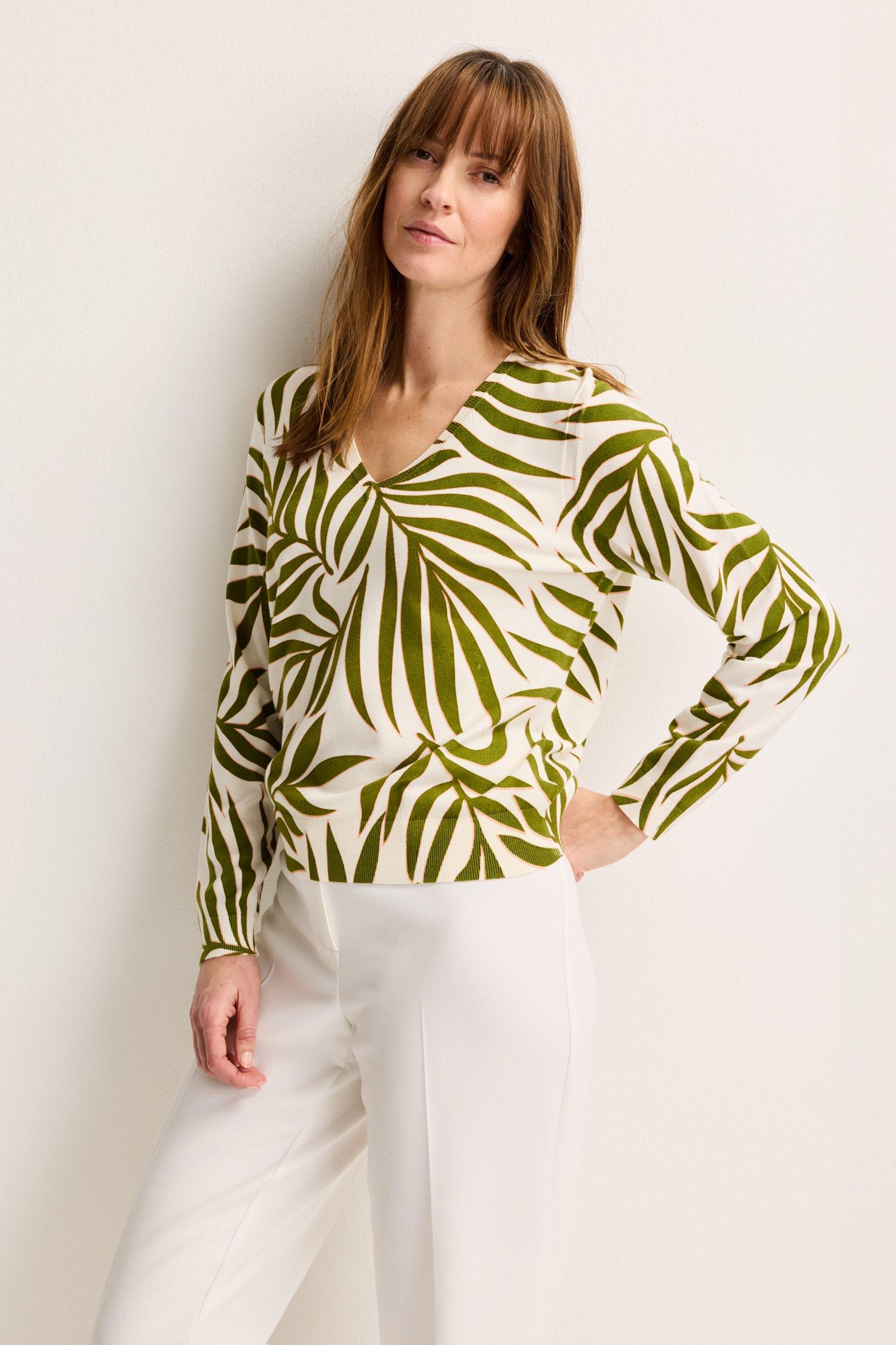 Pull à col V imprimé