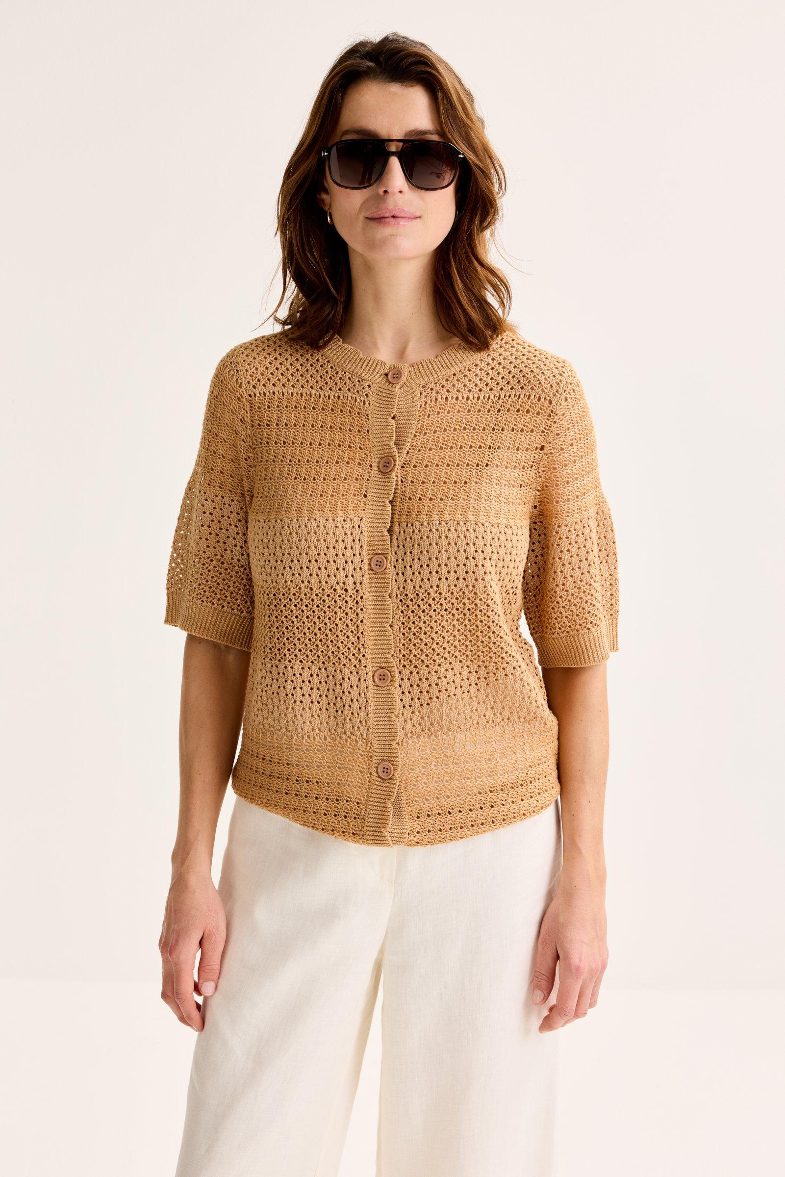 Ajourcardigan met korte mouwen