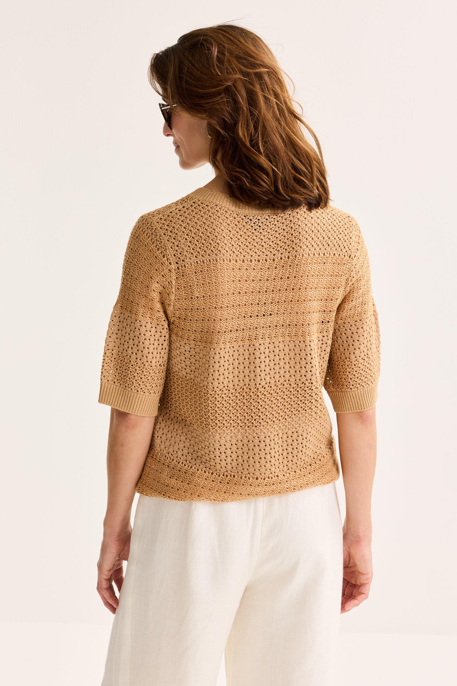 Cardigan - Ajourcardigan met korte mouwen