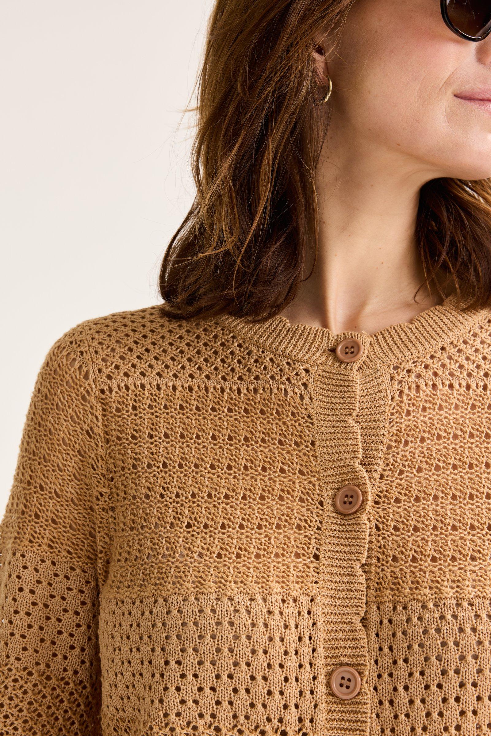 Cardigan - Ajourcardigan met korte mouwen