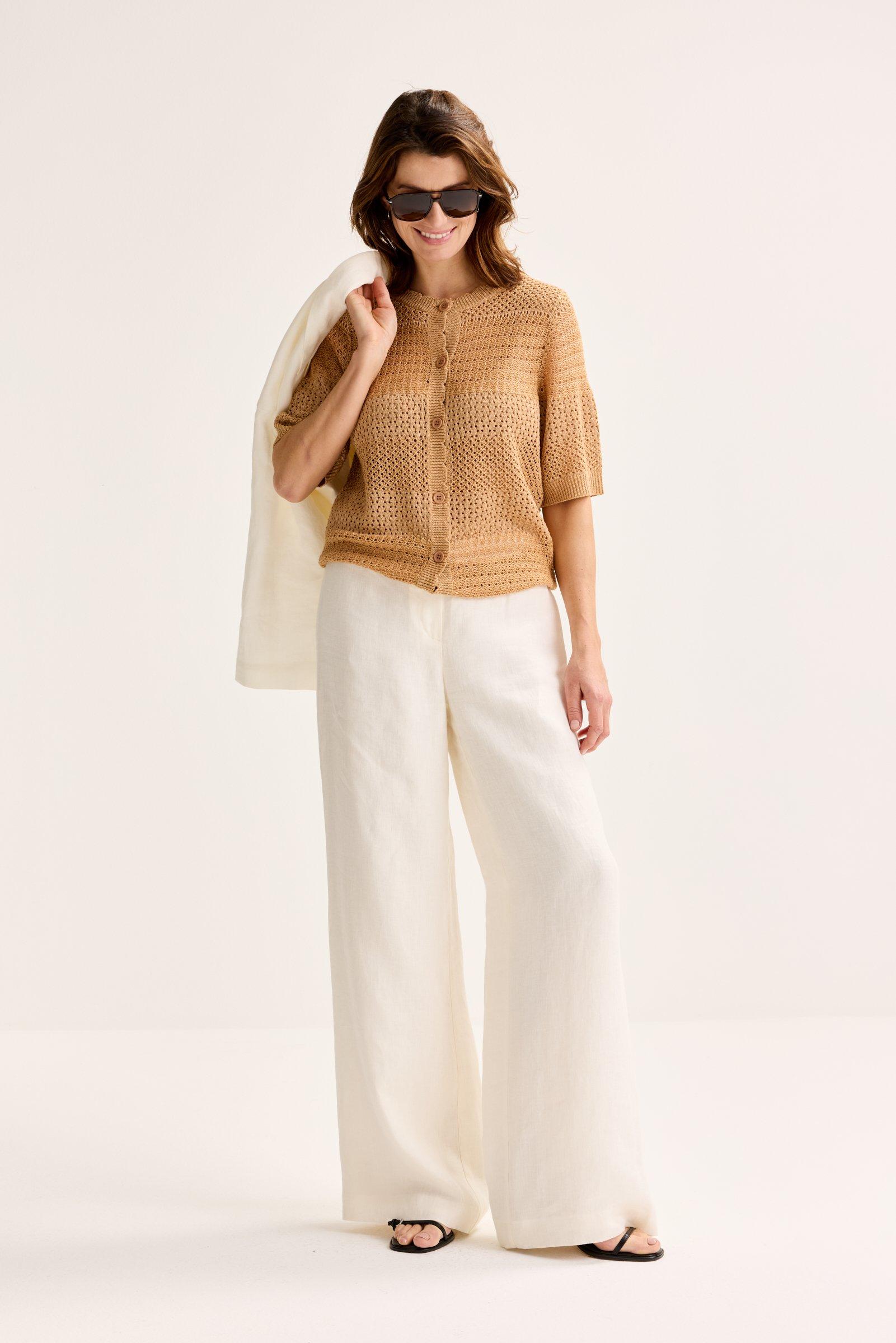 Cardigan - Ajourcardigan met korte mouwen