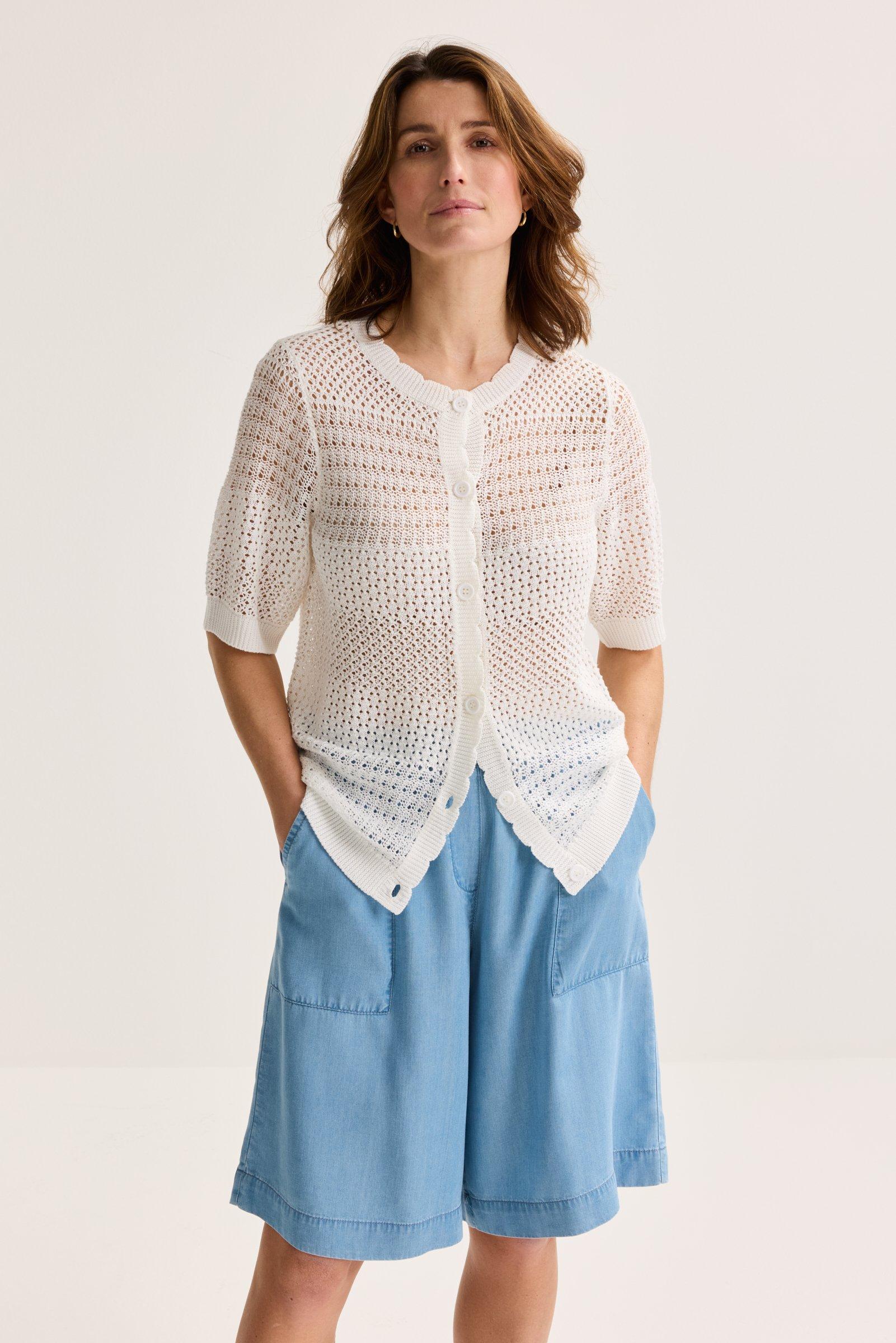 Ajourcardigan met korte mouwen