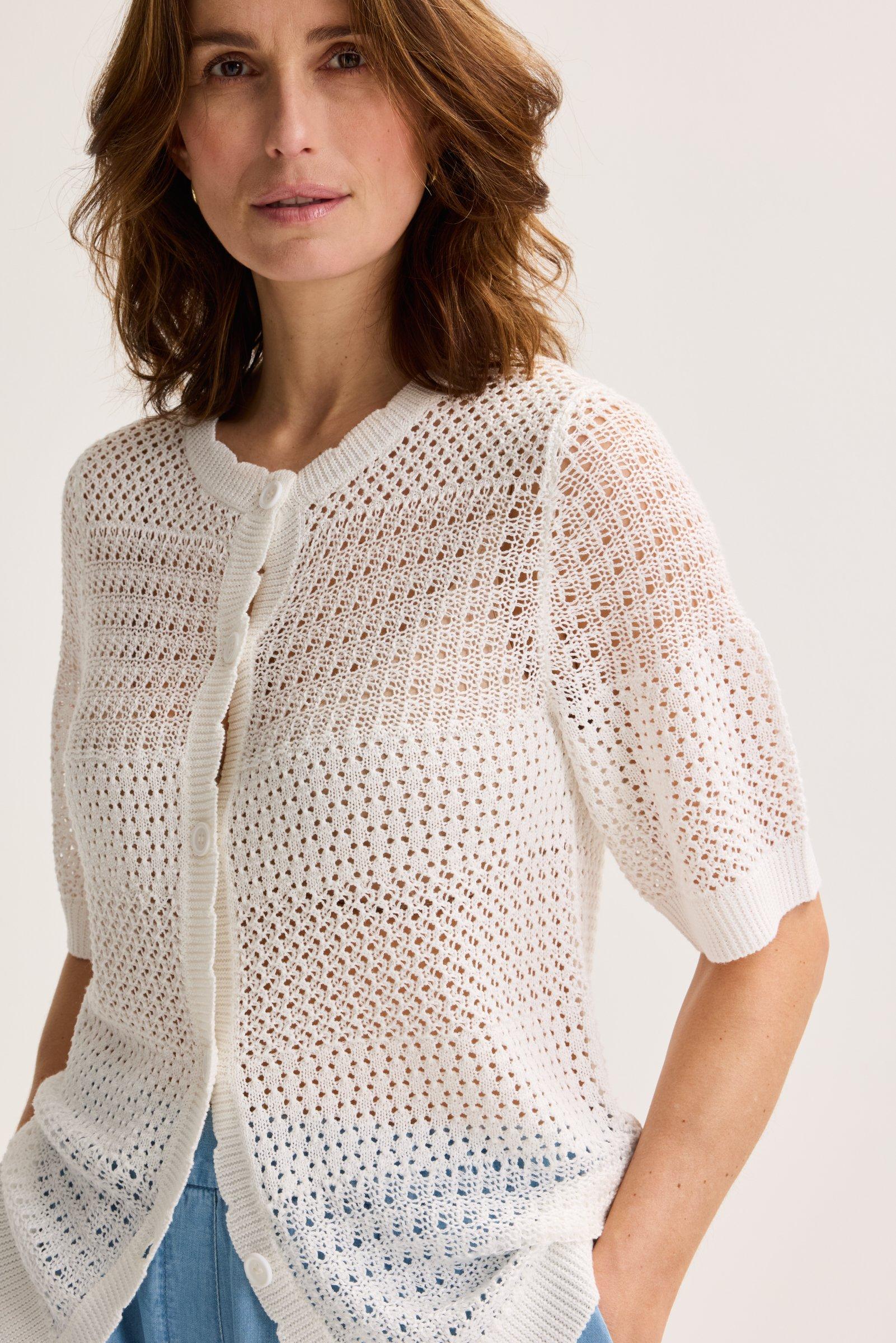 Cardigan - Ajourcardigan met korte mouwen