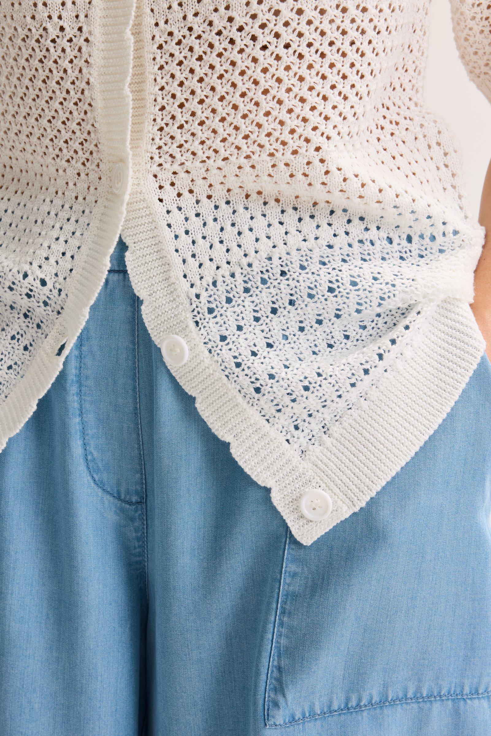 Cardigan - Ajourcardigan met korte mouwen