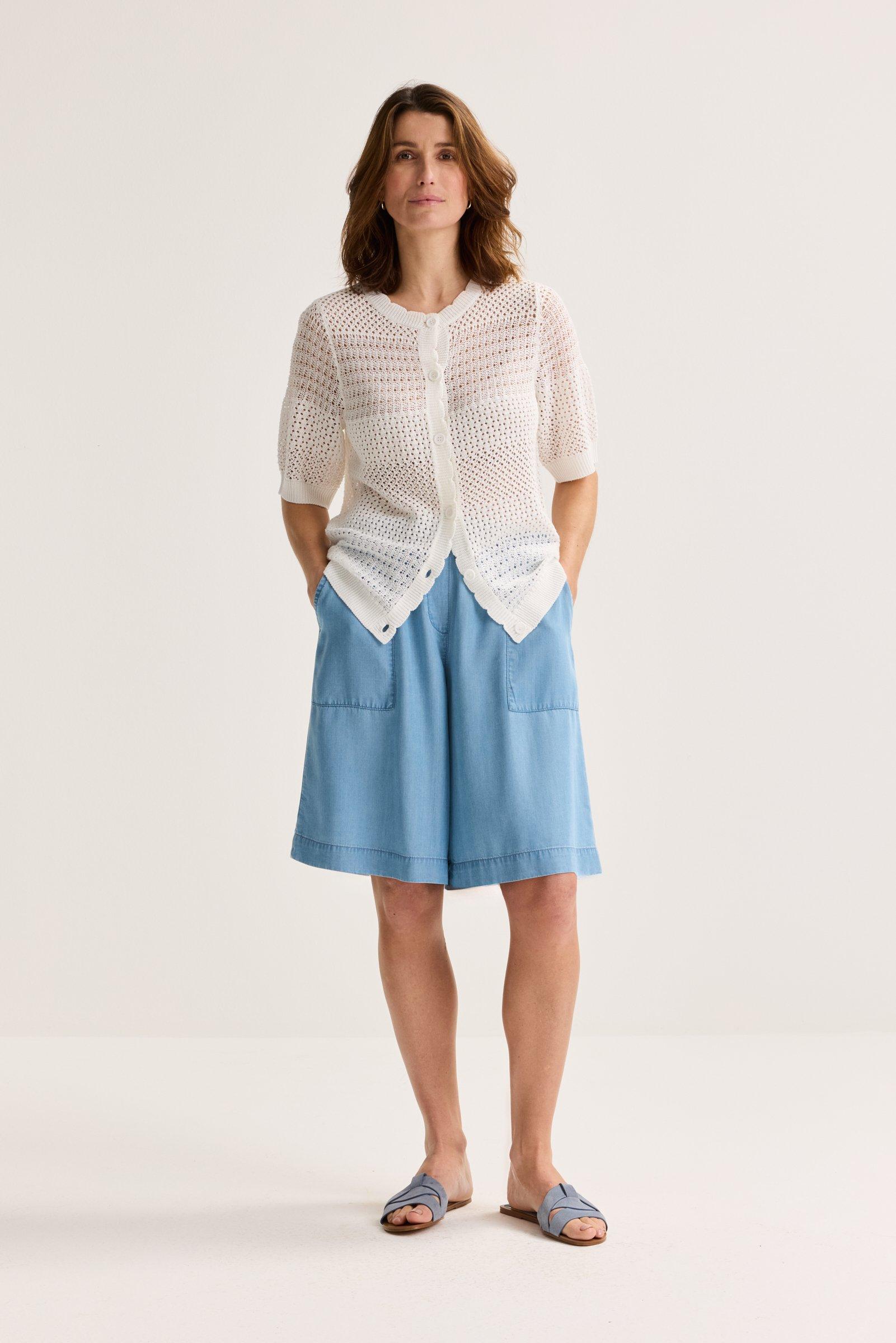 Cardigan - Ajourcardigan met korte mouwen