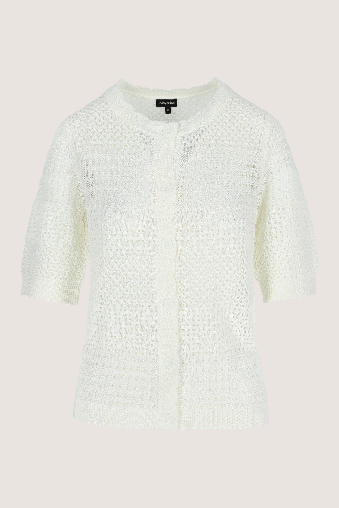 Cardigan - Ajourcardigan met korte mouwen
