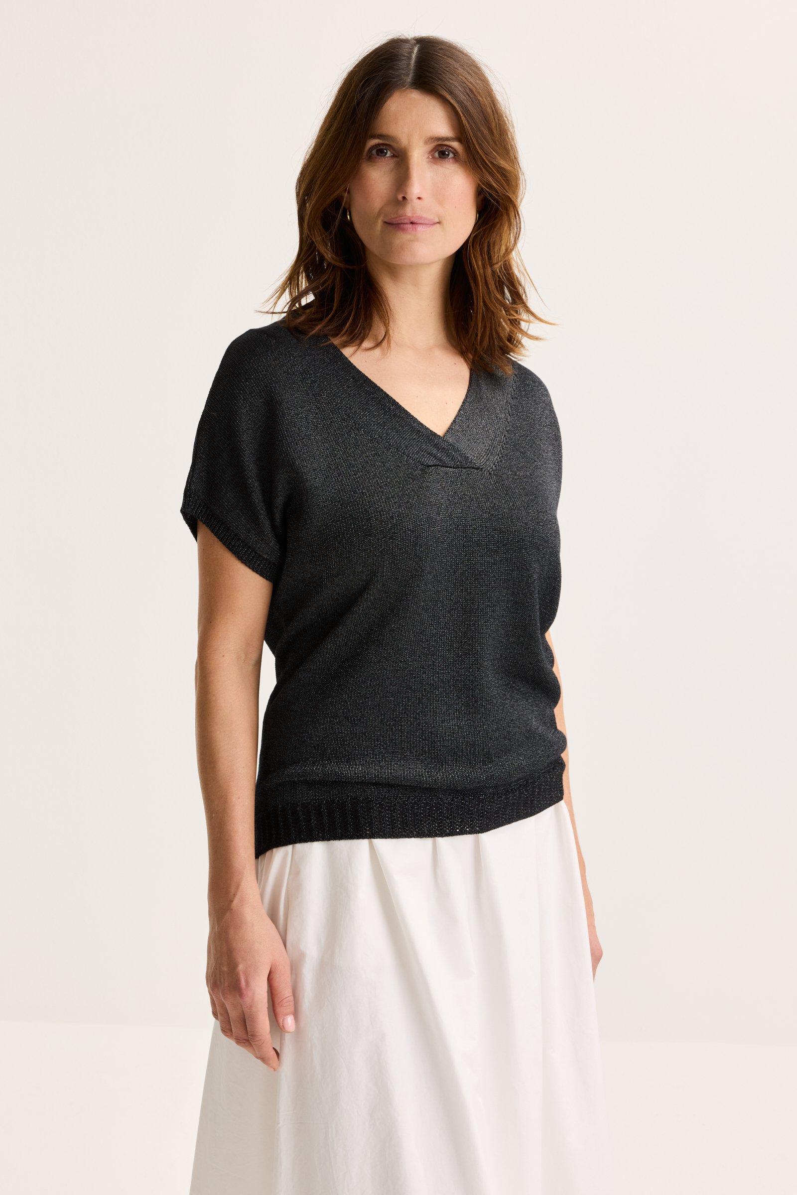 Pull à col en V manches tombantes - null - may