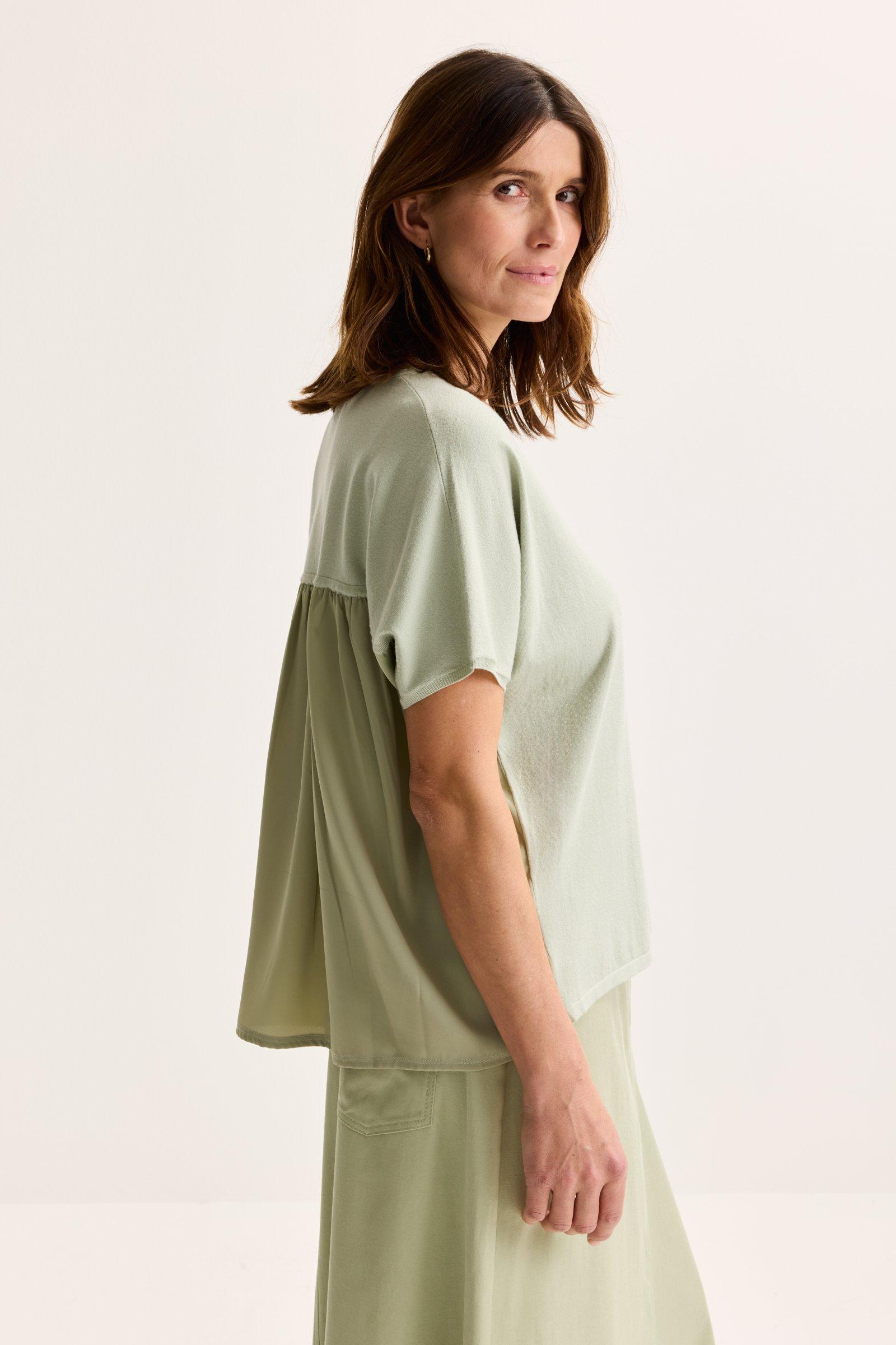 Pulls - Pull manches courtes dos froncé en satin