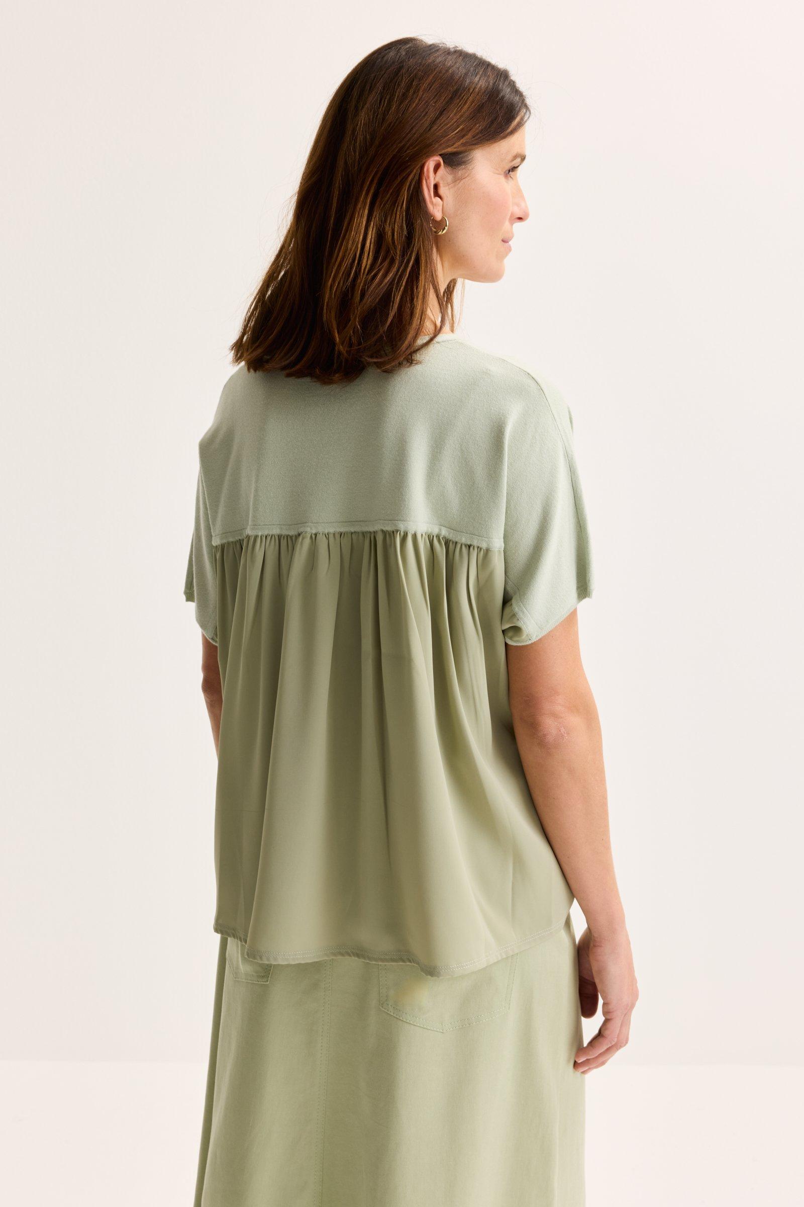 Pulls - Pull manches courtes dos froncé en satin