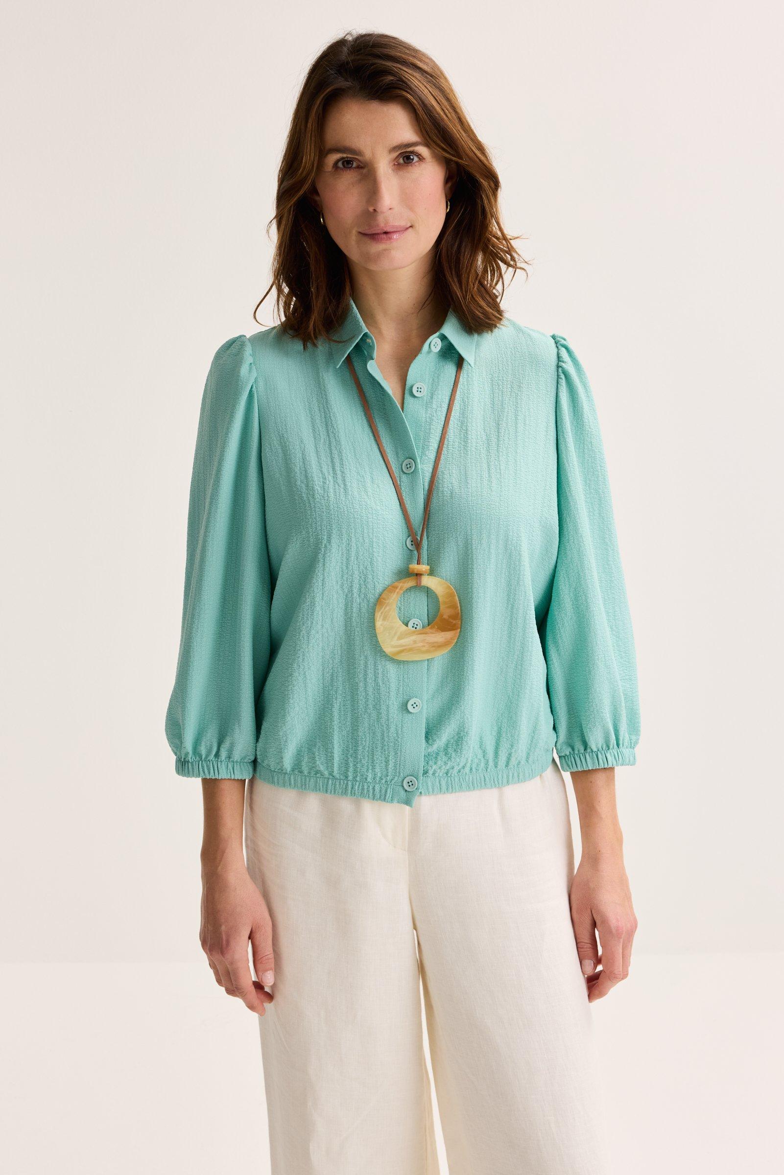 Crinkle hemdblouse op elastiek